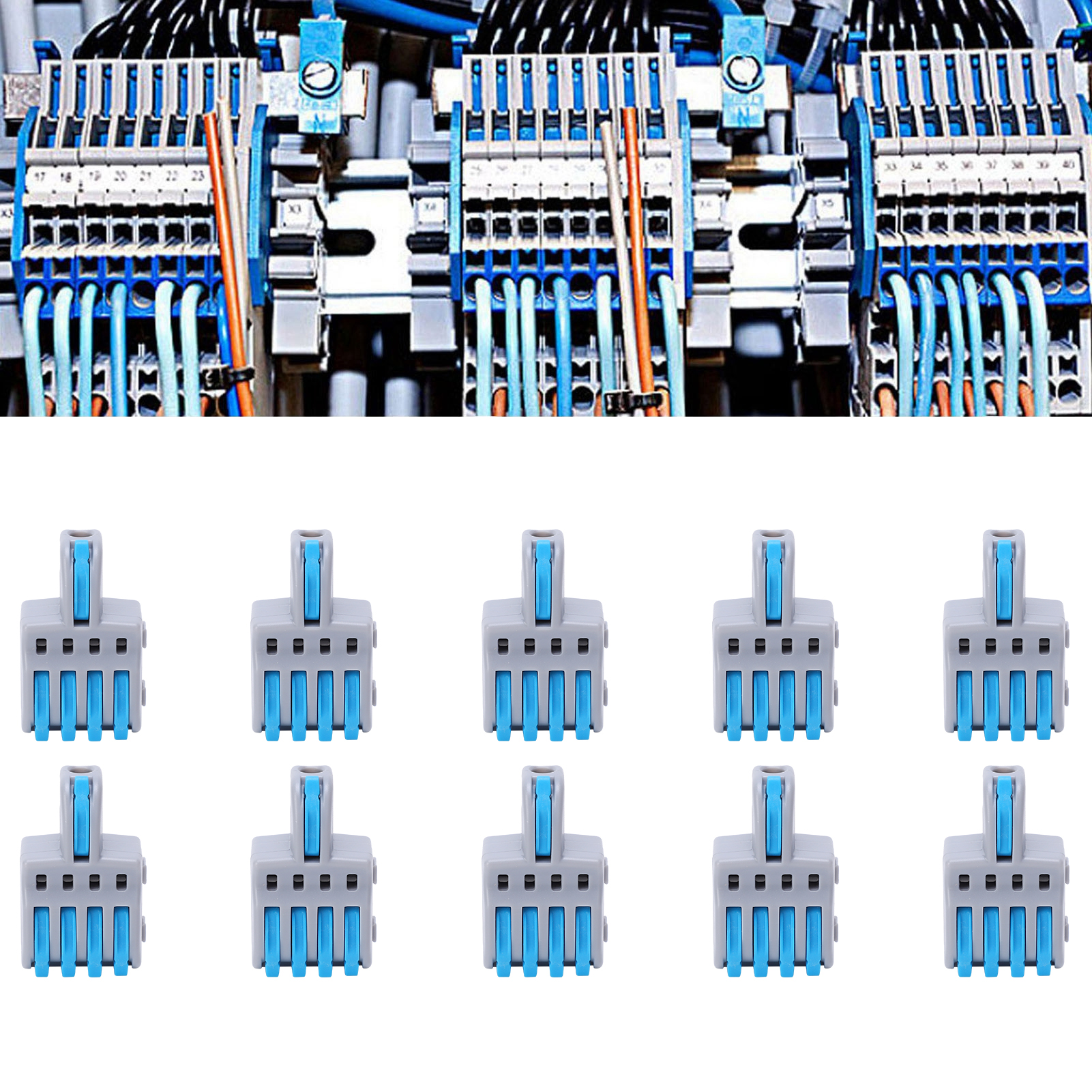 Packung Mit 20 T-förmigen Schnellanschlussklemmen, Druckknopf-splitterverbinder, 1-in-4-out-parallelverbinder, Grau Spl-f14a Blau