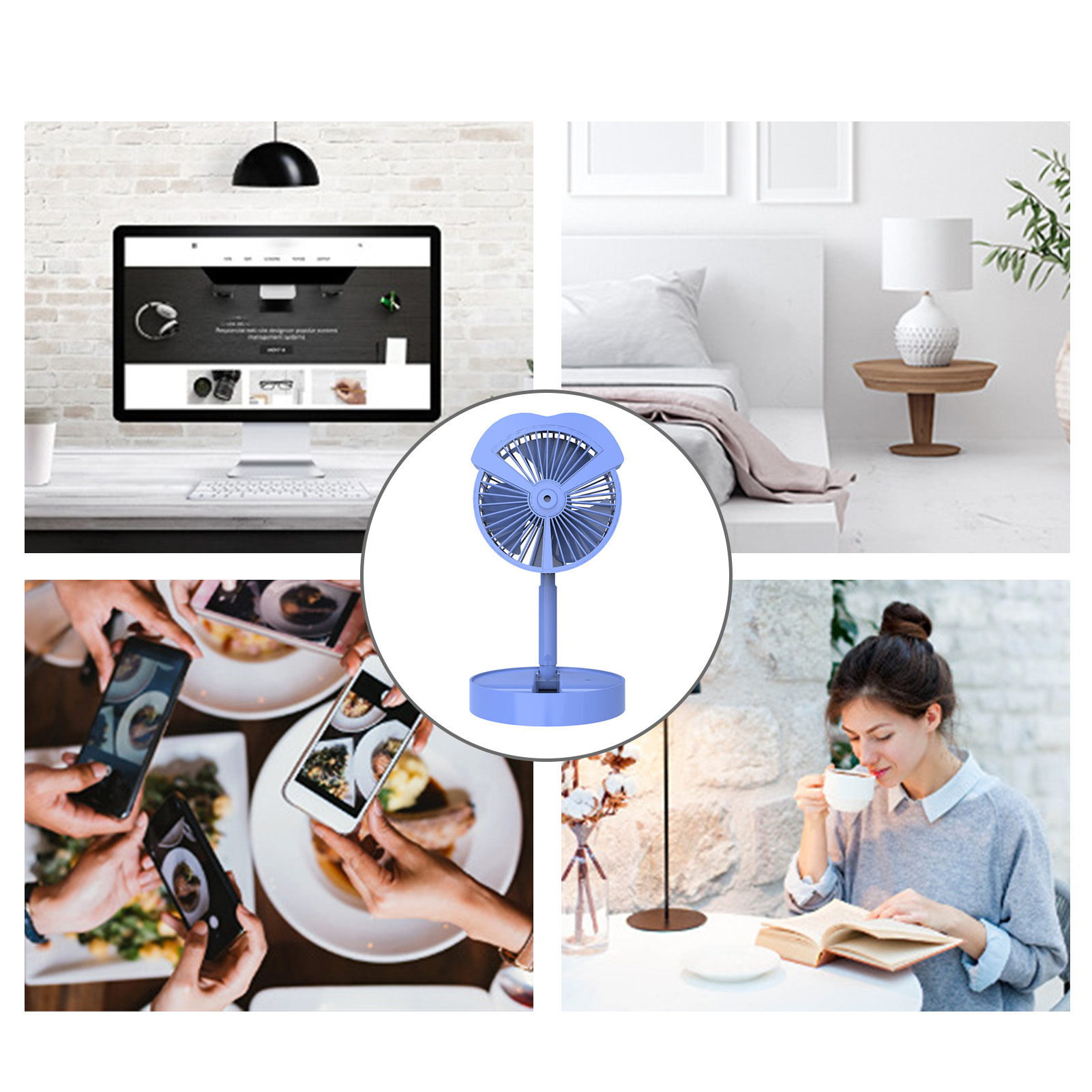 Mini-usb-tischventilator Mit Wassersprühfunktion Für Studentenzimmer Und Betten, Bürstenloser Motor, Kleiner, Leiser Ventilator, Blau.