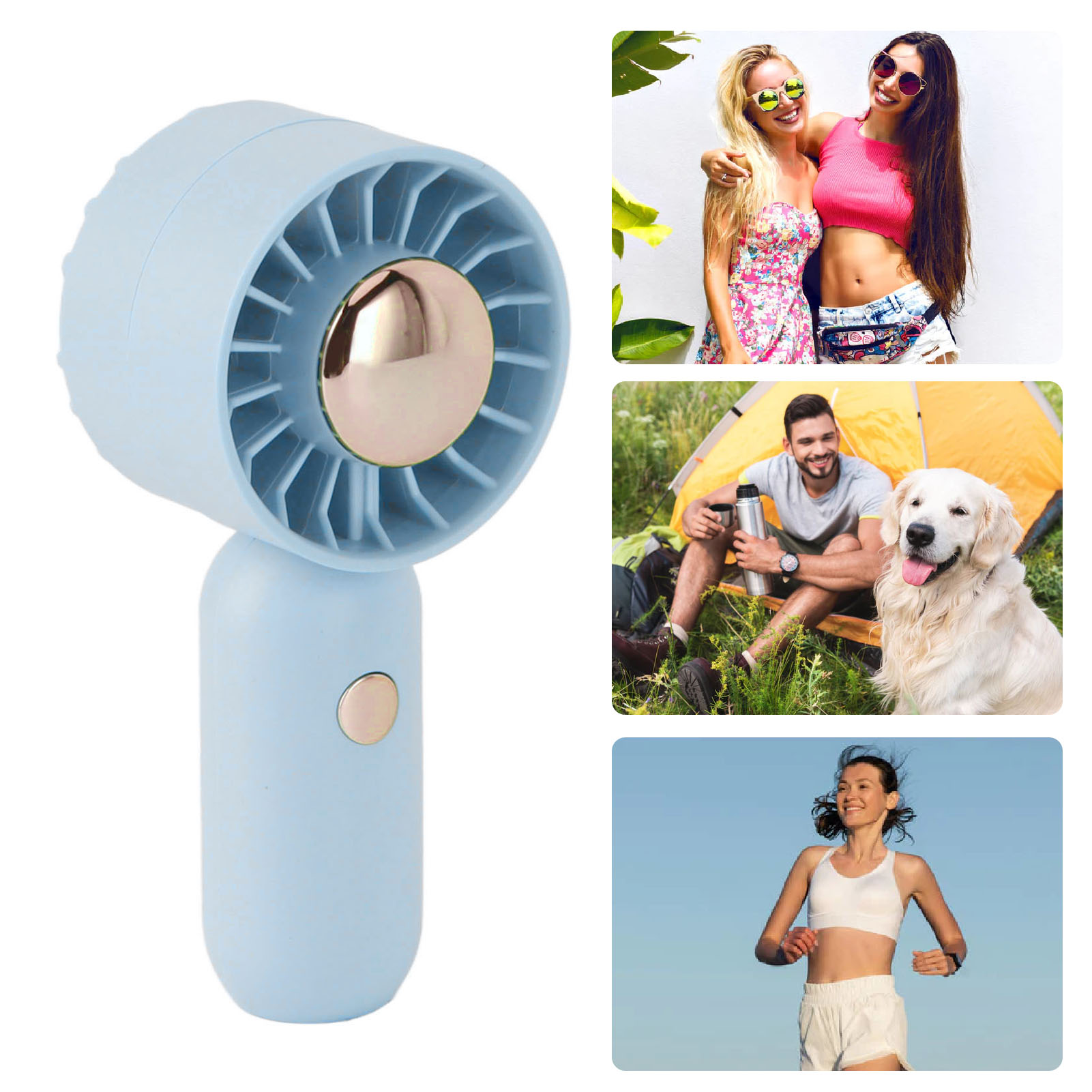 Mini-taschenventilator Für Studenten, Usb-aufladbar, Blaues Geschenk