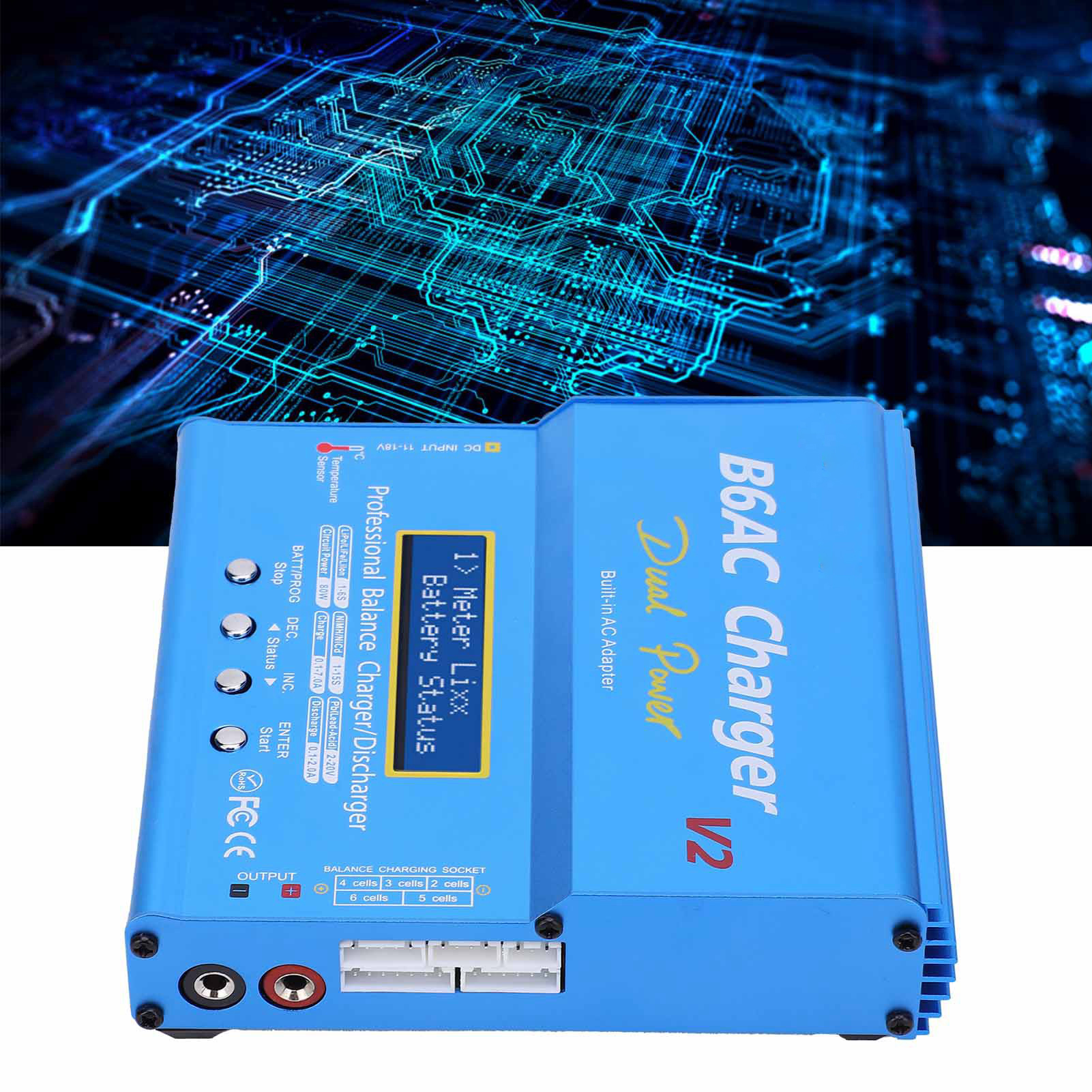 Ladegerät Für Das Modellflugzeug B6 Imax B6ac V2, 80 W 7 A Mit Intelligenter Balancer-funktion, Blau, Europäischer Standard 220 V