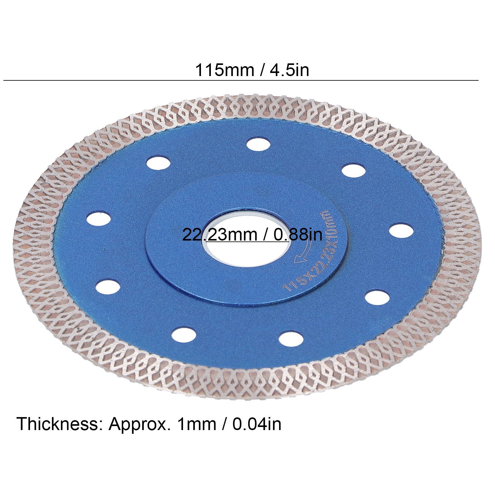 Diamanttrennscheibe Für Winkelschleifer Mit Blauem Sieb Und Brünierung, 115 Mm