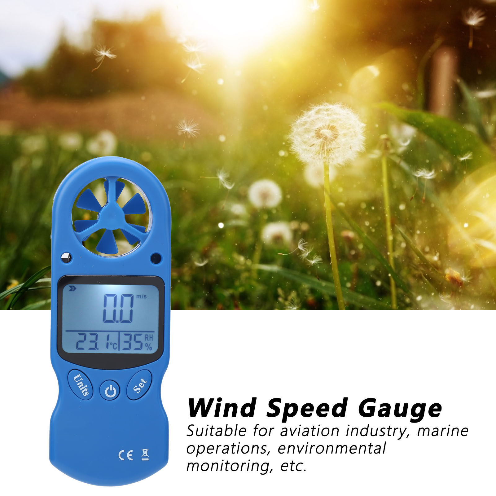 Mini-tragbares Anemometer - Blaues Anemometer