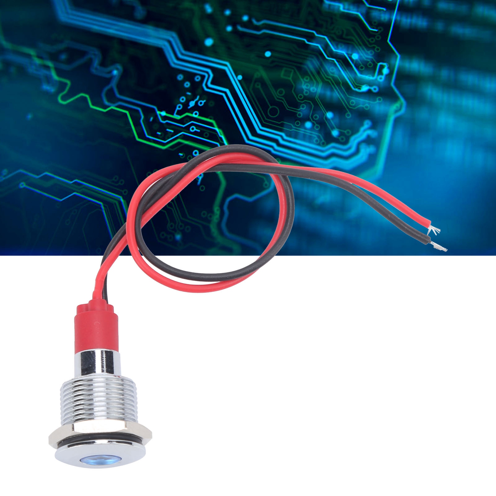 12 Mm Wasserdichte Led-anzeigeleuchte Aus Metall, Kleine Kabelgebundene Betriebsanzeige, Blau.