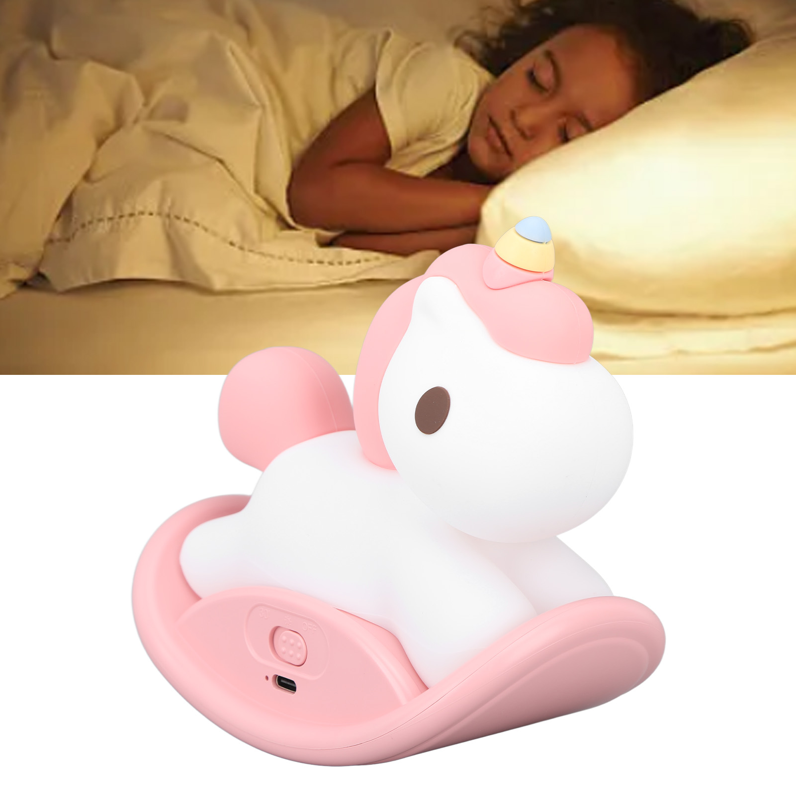 Einhorn-nachtlicht Mit Timer, Usb-aufladbar, Silikon-nachtlicht Für Kinder, Tragbare Led-lampe In Tierform, Nachttischlampe Für Jungen Und Mädchen, Rosa
