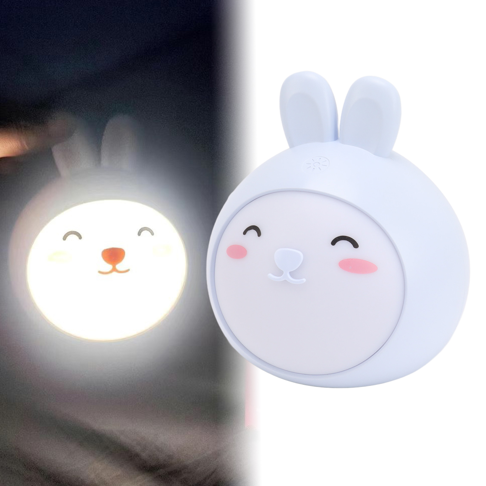 Berührungsempfindliches Nachtlicht In Hasenform Mit Cartoon-motiv, Dreistufiger Helligkeitsregelung Und Usb-anschluss – Blau