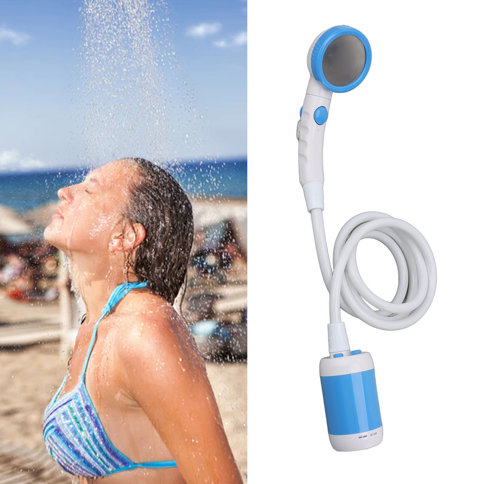 Tragbare Elektrische Dusche Für Camping, Mit Drei-stufen-schalter, Elektrische Dusche Zum Baden Von Haustieren, Himmelblau.