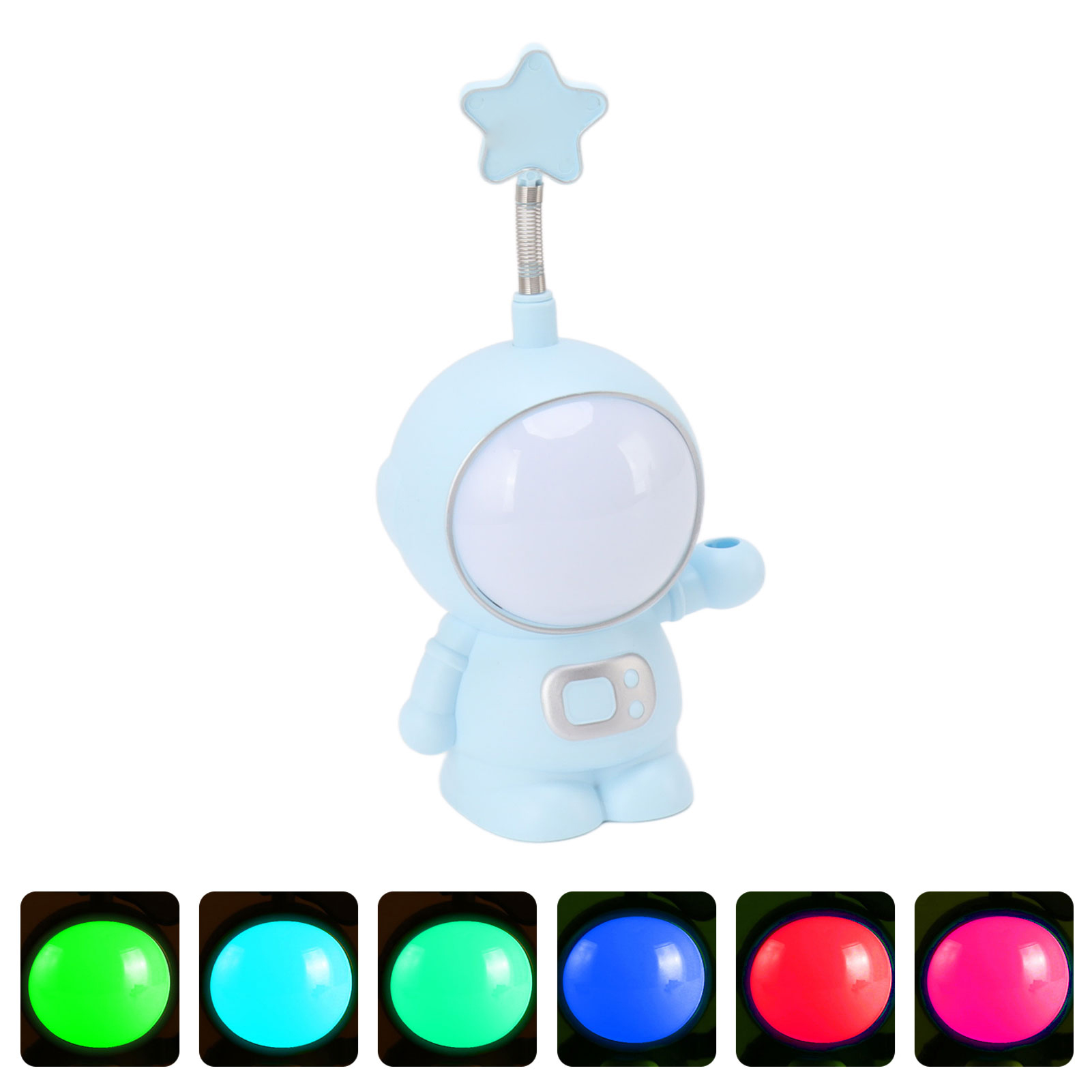 Ins Creative Astronaut 3w Led-nachttischlampe Für Studenten, Usb-aufladbar, Mit 5v-anspitzerbuchse, Kühles Blau