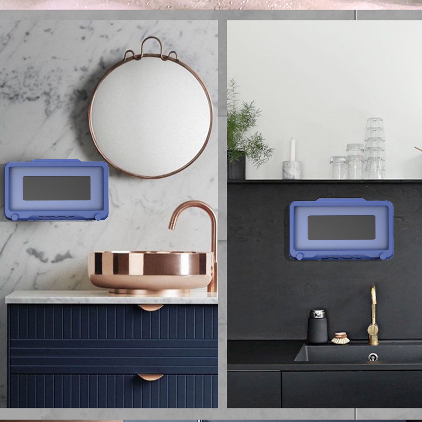 Neue, Bohrfreie Handyhalterung Für Bad/toilette, Wasserdicht, Ozeanblau