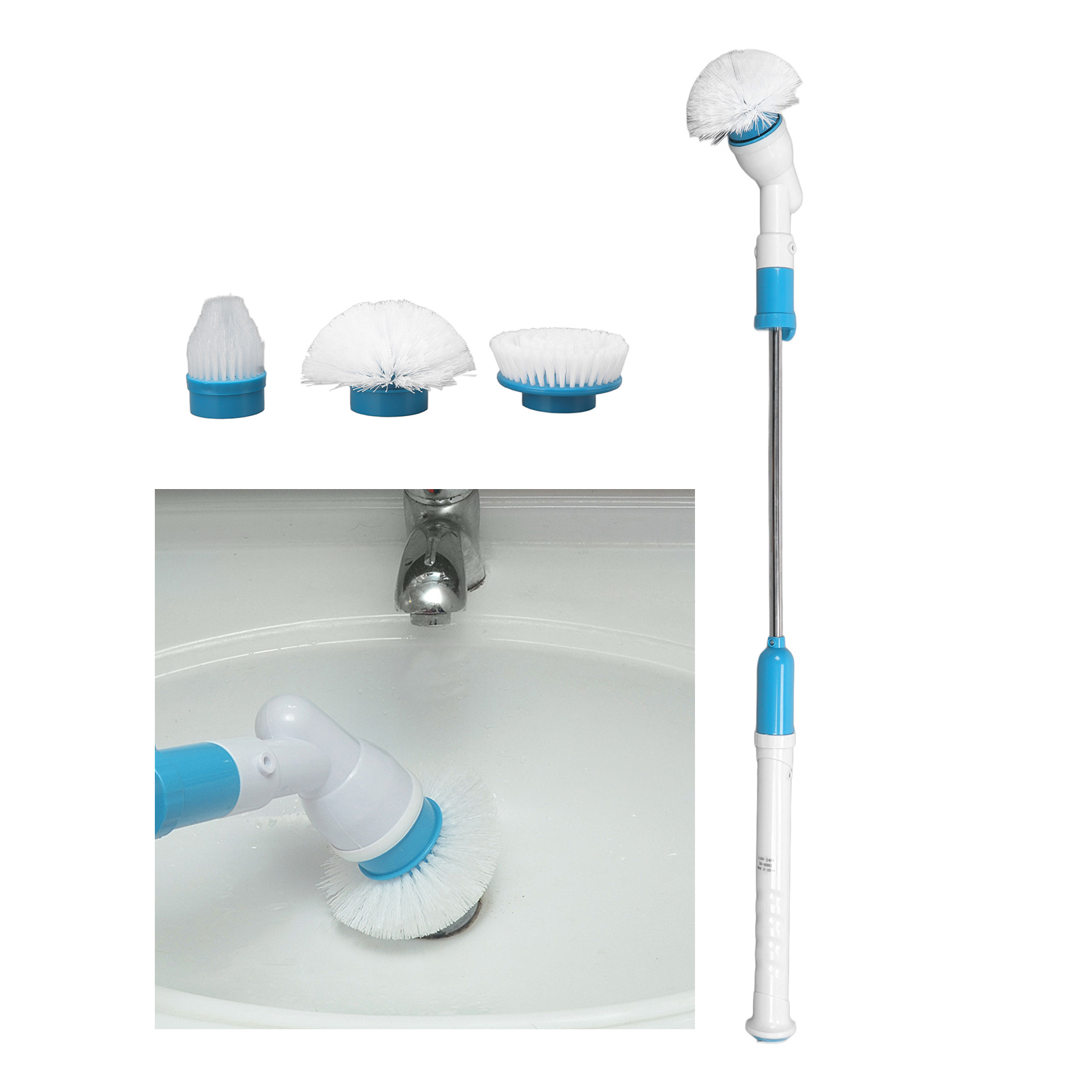 Turbo Scrub Kabellose, Wiederaufladbare Elektrische Reinigungsbürste, Langer Griff, Automatisch Rotierende Teleskop-reinigungsbürste, Wasserdicht (europäischer Standard)