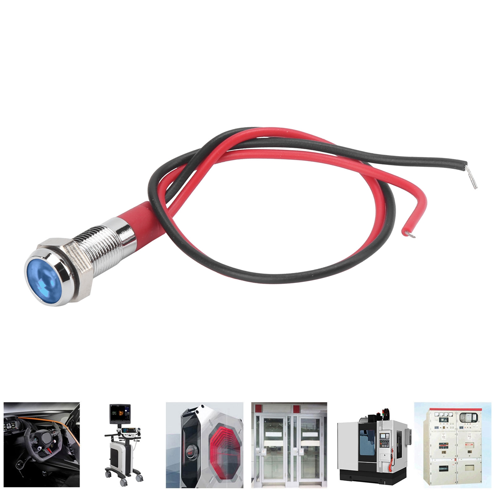 6 Mm Wasserdichte Led-kontrollleuchte Aus Metall, Kleine Betriebsanzeige Mit Kabel, Blau.