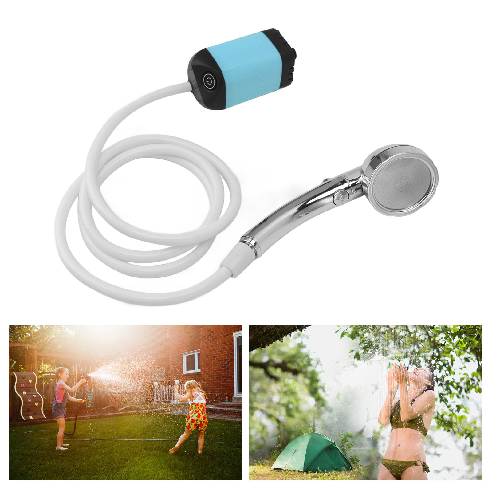 Tragbarer Elektrischer Duschkopf Mit Drei Einstellbaren Geschwindigkeiten, Geeignet Für Den Innen- Und Außenbereich Sowie Für Den Spa-bereich, Blau.