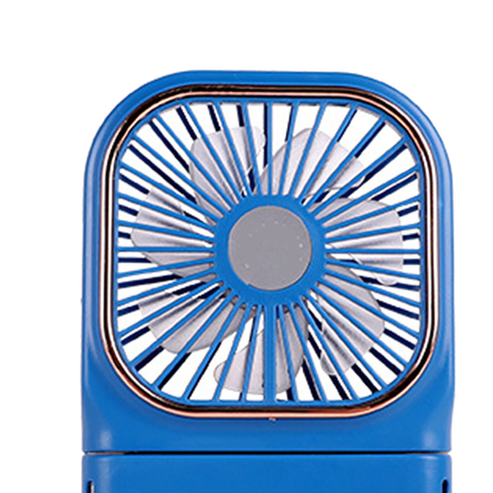 Kleiner, Faltbarer Und Kreativer Ventilator Im Frischen Design Mit Usb-anschluss, Handyhalterung, Nackenband, Tragbarer Tischventilator, Blau.