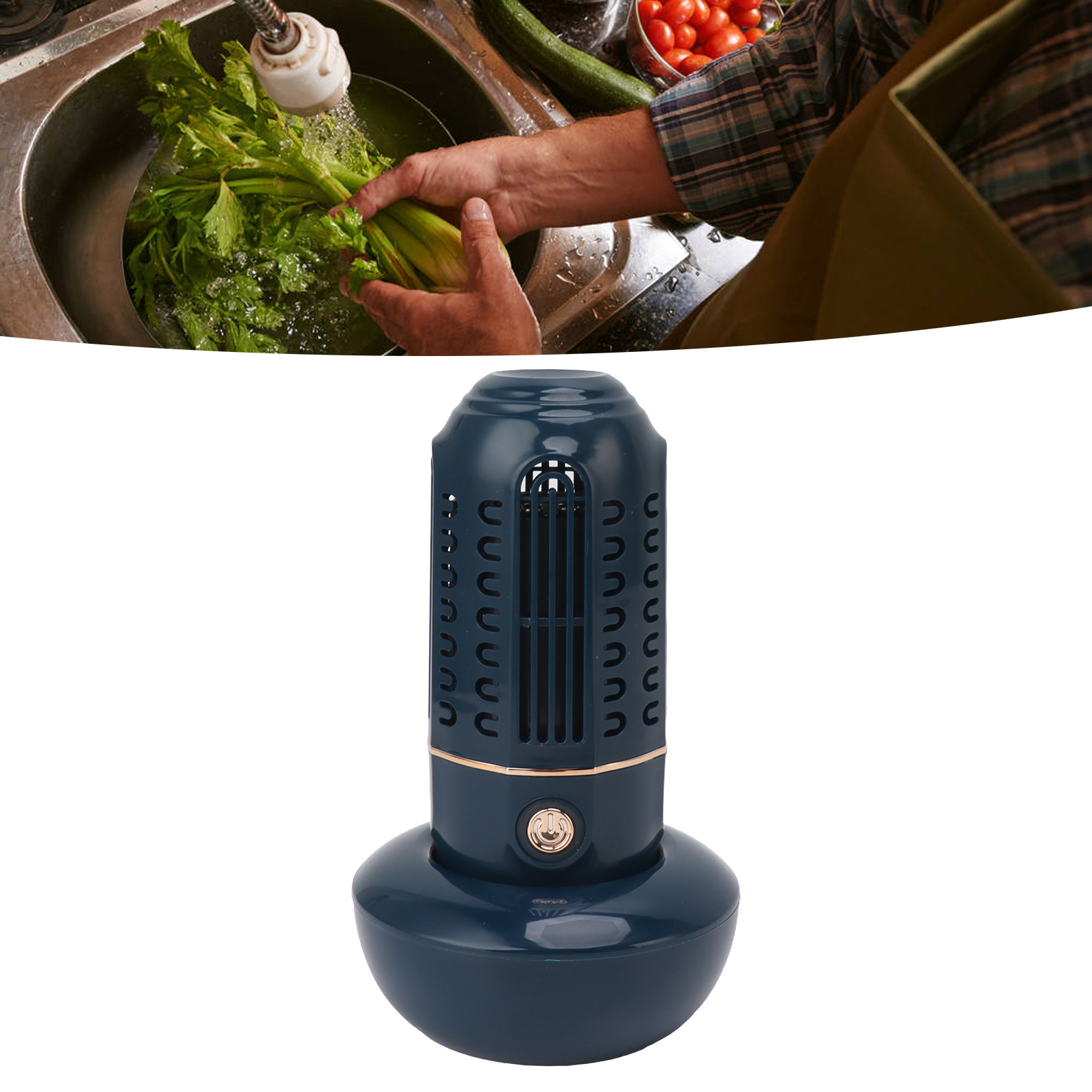 Mini-obst- Und Gemüsereiniger Mit Sieb, Tragbar Für Den Heimgebrauch, Automatischer Gemüsewascher, Tragbares Reinigungs- Und Entschlackungsgerät Für Obst Und Gemüse In Kapseln, Blau