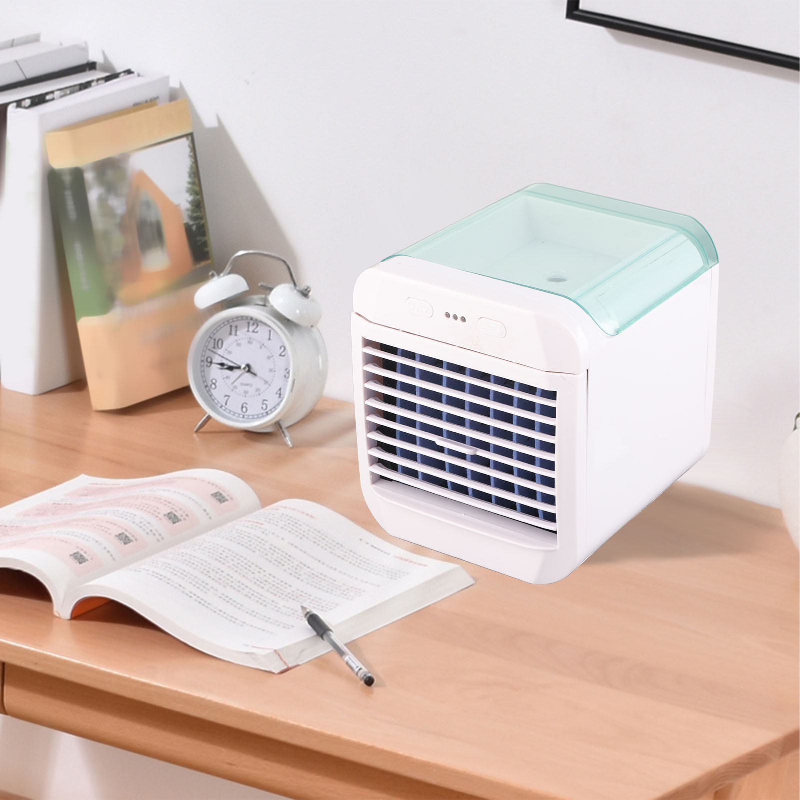 Neuer Mini-luftkühler, Kompakte Tischklimaanlage, Tragbarer Luftbefeuchter, Wasserventilator, Elektrischer Tischventilator, Blau