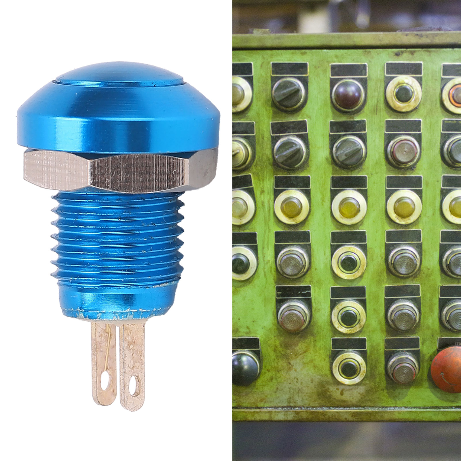 Ultraminiatur-m8-schalter Aus Zinklegierung, Unbeleuchtet Und Nicht Verriegelnd, 1 A 24 V, Für Autohupen, Sofortige Rückstellung Und Wasserdicht, Metall-druckknopf (blau)