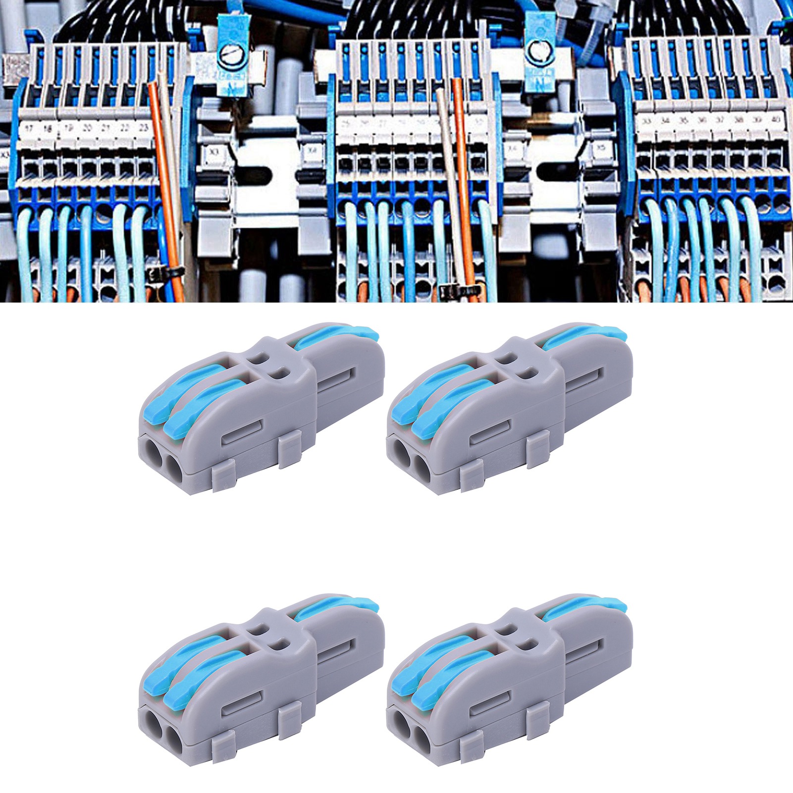 Packung Mit 20 T-förmigen Schnellanschlussklemmen, Druckknopfverbindern, Parallelverteilern (1 Eingang, 2 Ausgänge), Spl-f12a, Blau