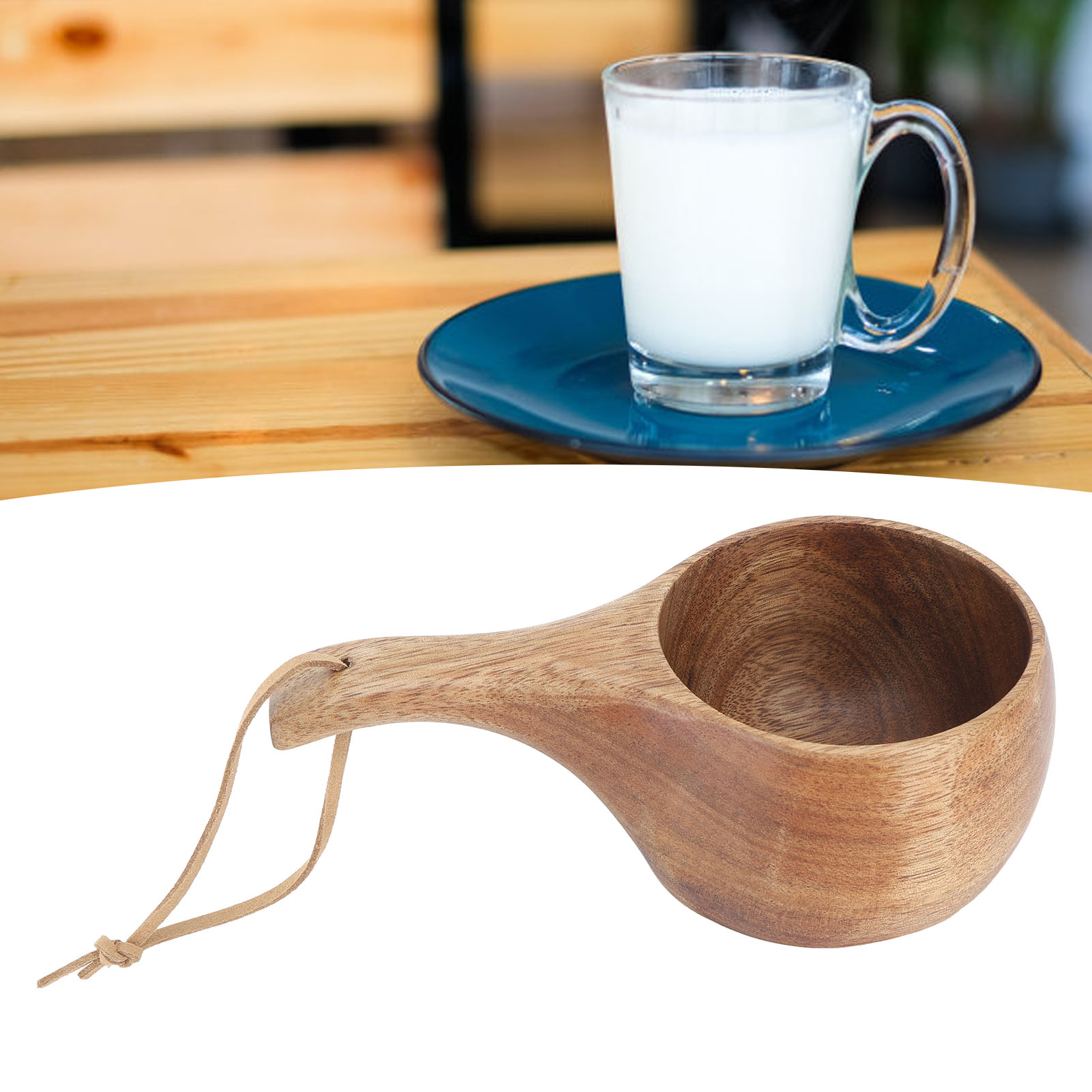 Finnischer Holzbecher, 220 Ml, Mit Henkel, Tragbarer Becher, Milchbecher, Kaffeebecher Mit Dünnem Henkel