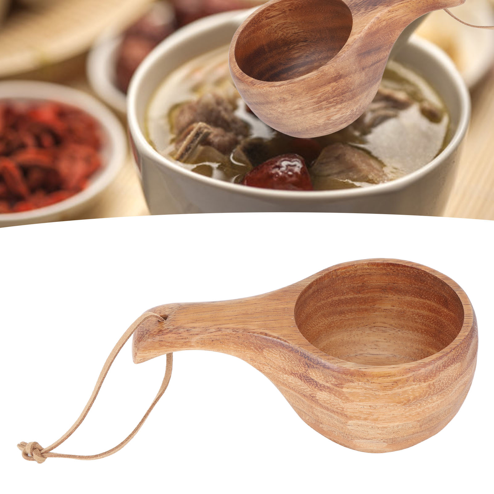 Finnischer Holzbecher, 220 Ml, Mit Henkel, Tragbarer Becher, Milchbecher, Kaffeebecher, Henkel In Schildpattoptik