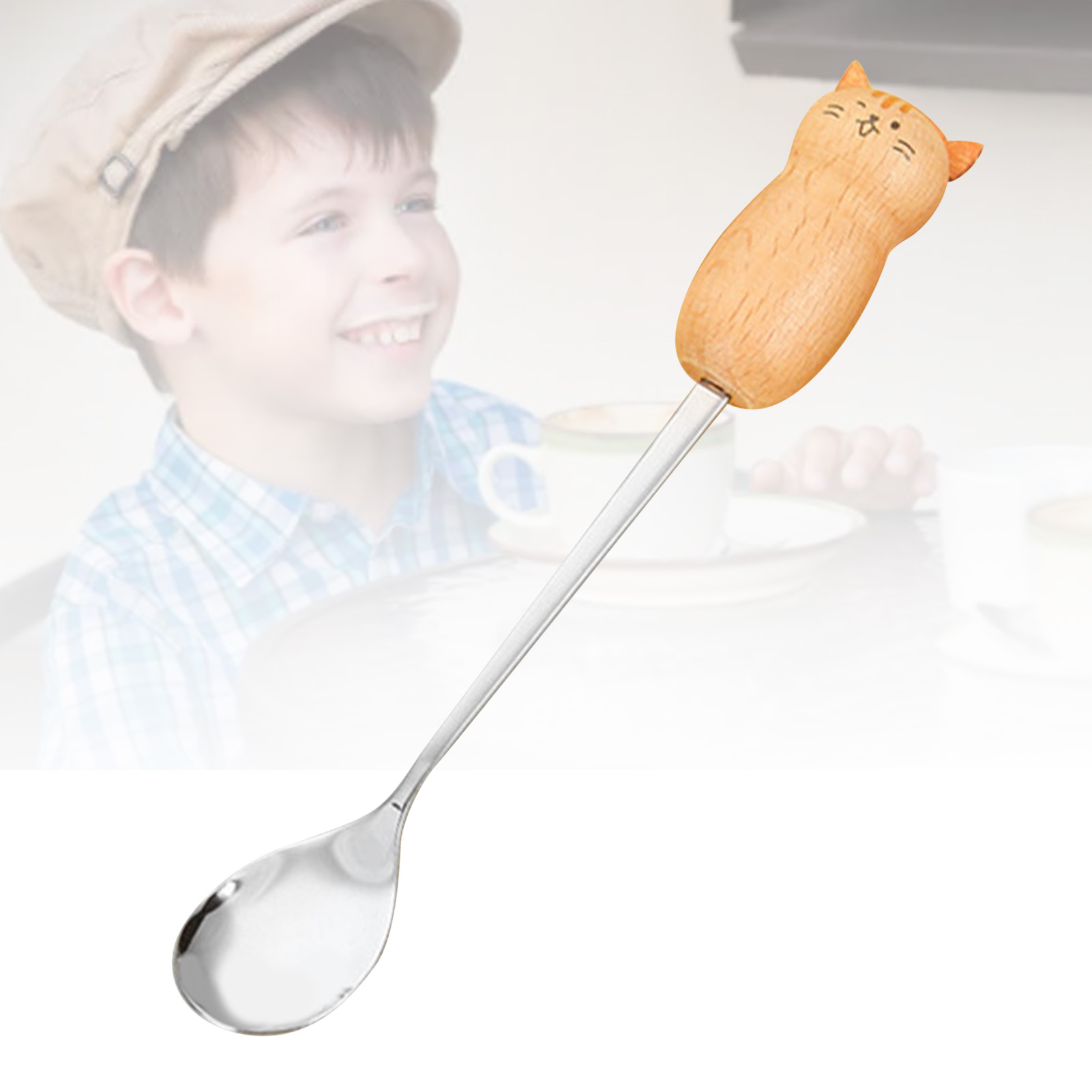 Edelstahllöffel Und -gabel, Dessertgabel Mit Kätzchen- Und Bärenmotiv, Teelöffel, Rührlöffel, Niedliches Und Kreatives Koreanisches Kinderbesteckset, Katzenlöffel