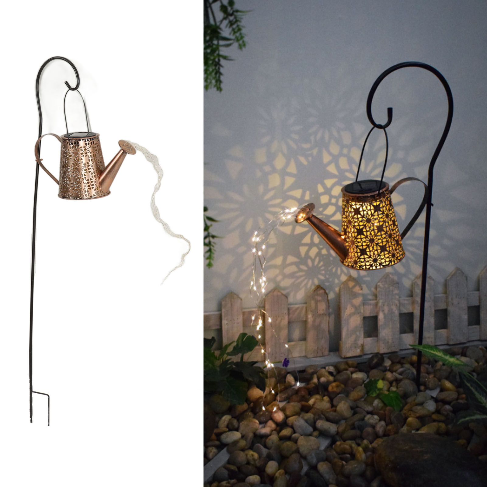 Solar-wasserkocherlampe, Stimmungsvolle Campingleuchte, Gartenbeleuchtung Für Villengärten, Wasserdichte Hängelampe Mit Schirm Und Durchbrochenem Lichteffekt