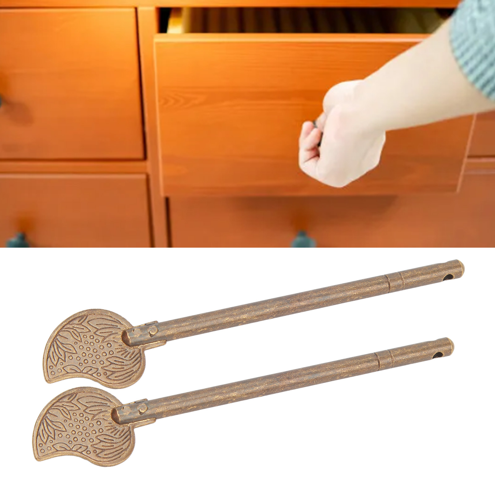 2 Stück/verkauf Eines Antiken Türschlosses Aus Reinem Kupfer, Gerader Stange, Beschlagzubehör, Chinesisches Türschloss Cyal60, Antikes Türschloss Aus Holz In Bronze Mit Loch