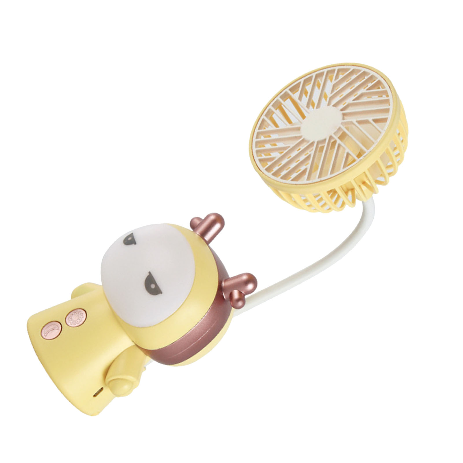 Neuer, Tragbarer Mini-usb-ventilator Mit Akku, Kleiner, Faltbarer Tischventilator, Mit Cartoon-motiv, In Zitronengelb. Ideales Geschenk.