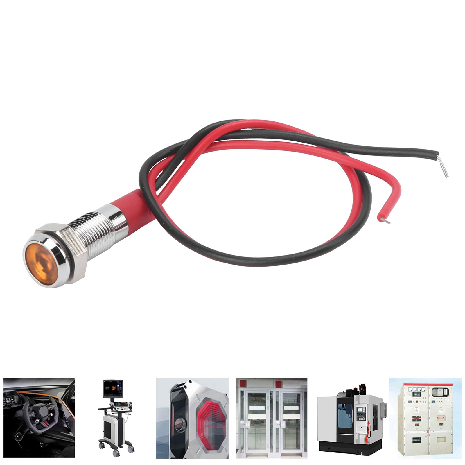 6 Mm Wasserdichte Led-kontrollleuchte Aus Metall, Kleine Betriebsanzeige Mit Kabel, Gelb