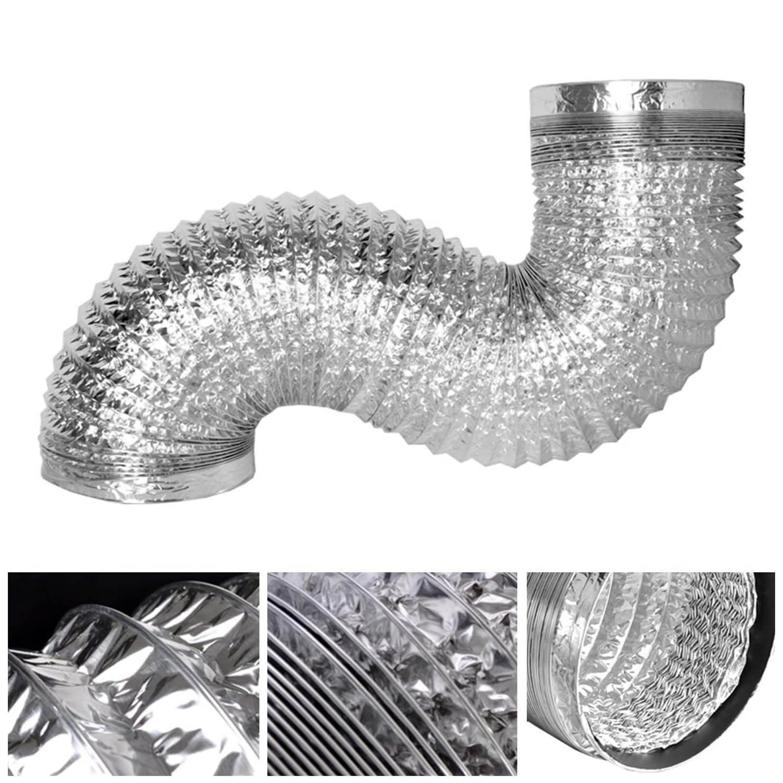 10 Cm (4 Zoll) Küchenabluftrohr, Lüftungsrohr, Doppelseitiges Aluminiumrohr, Frischluftansaugrohr, Hochelastisches Stahldraht-abluftrohr, 10 Meter