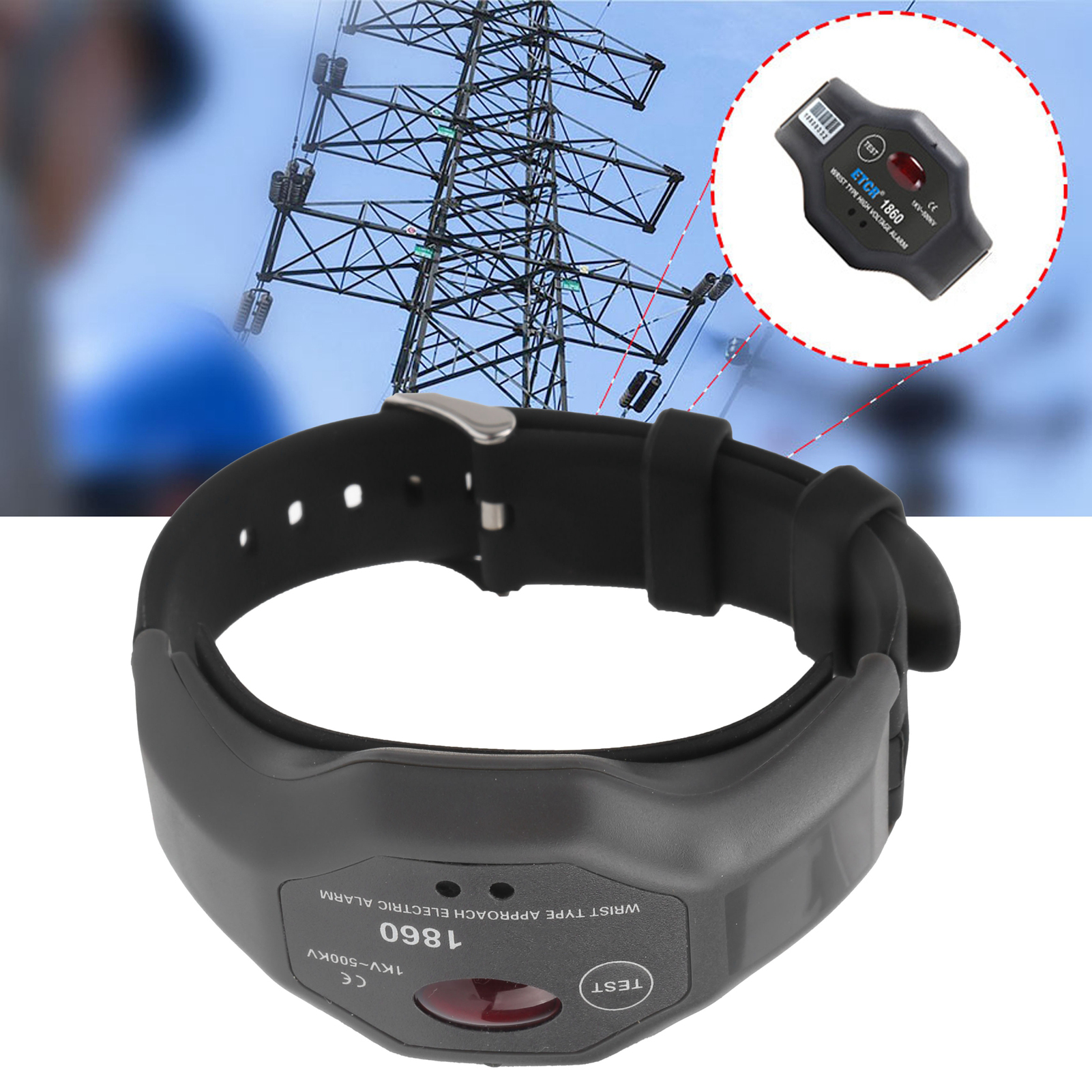 Etcr-1860 Handgelenk-hochspannungsalarm 1 Kv–500 Kv, Hochspannungsdetektor, Berührungsloser Präsenzalarm Für Die Sicherheit Bei Elektrischen Wartungsarbeiten