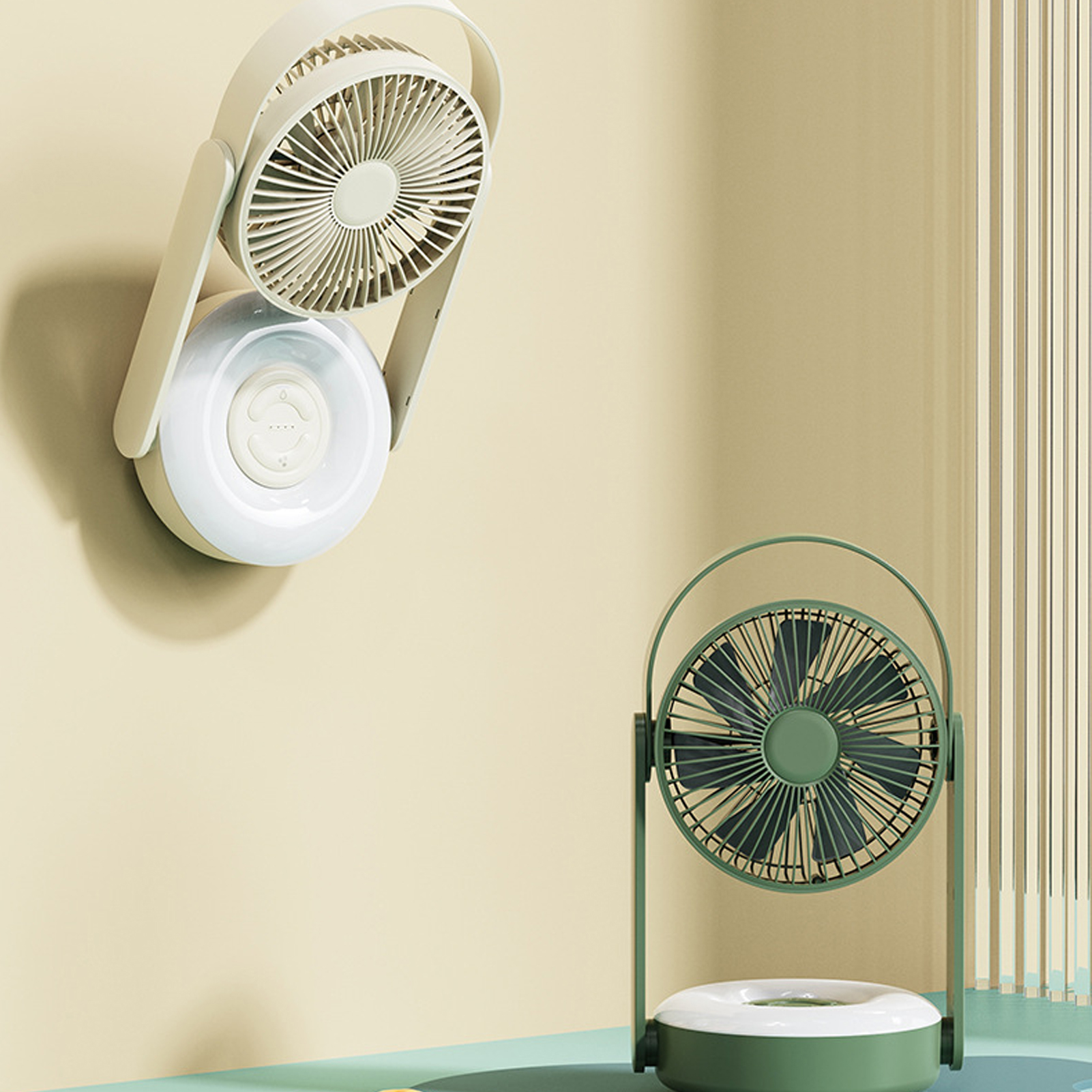 Mini-tischventilator Mit Oszillation, 10.000-mah-hochleistungsakku, Led-nachtlicht, 110°-automatik-oszillation, Usb-aufladbar, Wandmontage Möglich, Ideal Für Küche, Bad Und Außenbereich. Umweltfreundl