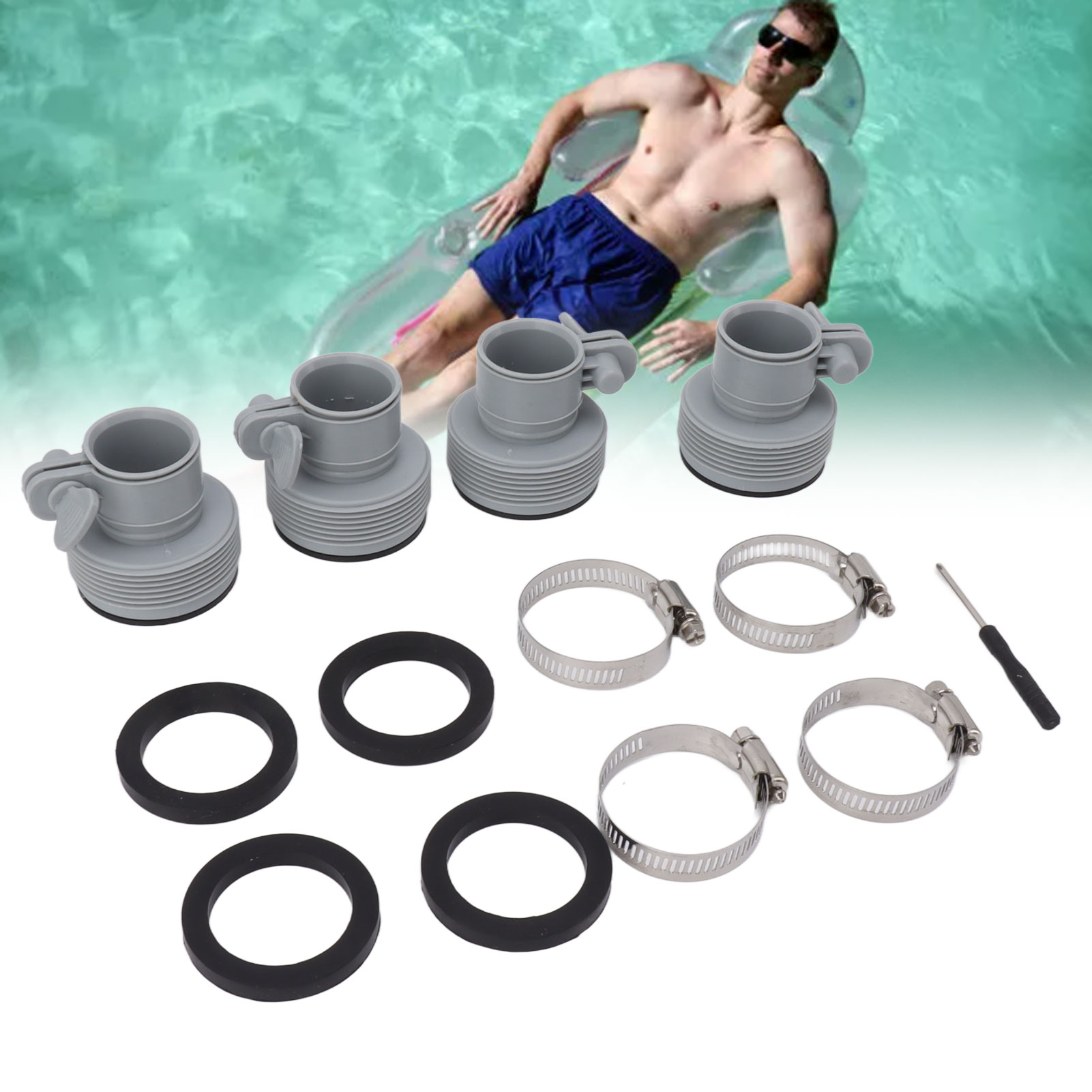 Ersatzschlauchadapter Mit Klemme Für Intex Fit Aru Gewindeanschlusspumpe