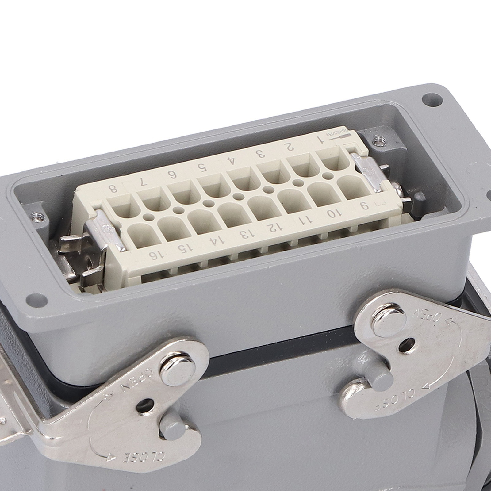 Robuster 16-poliger Doppelknopfstecker Mit Seitlichem Ausgang Für Wasserdichte Industrielle Luftfahrtstecker Und -buchsen.