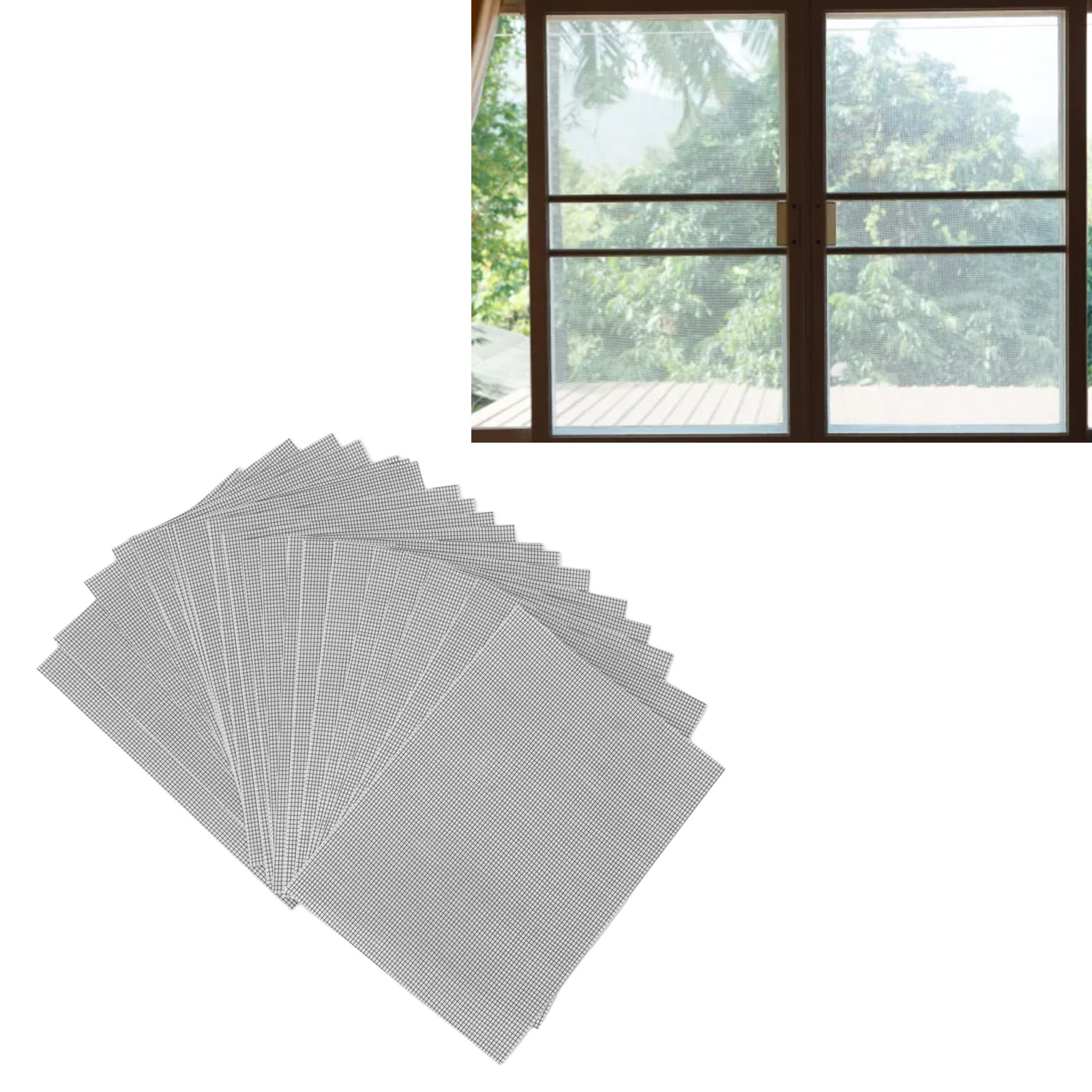 20-teiliges Reparaturset Für Fliegengitter Mit Selbstklebendem Reparaturflicken, Fiberglas-ersatz Für Fenster, Türen, Zelte Und Netze.