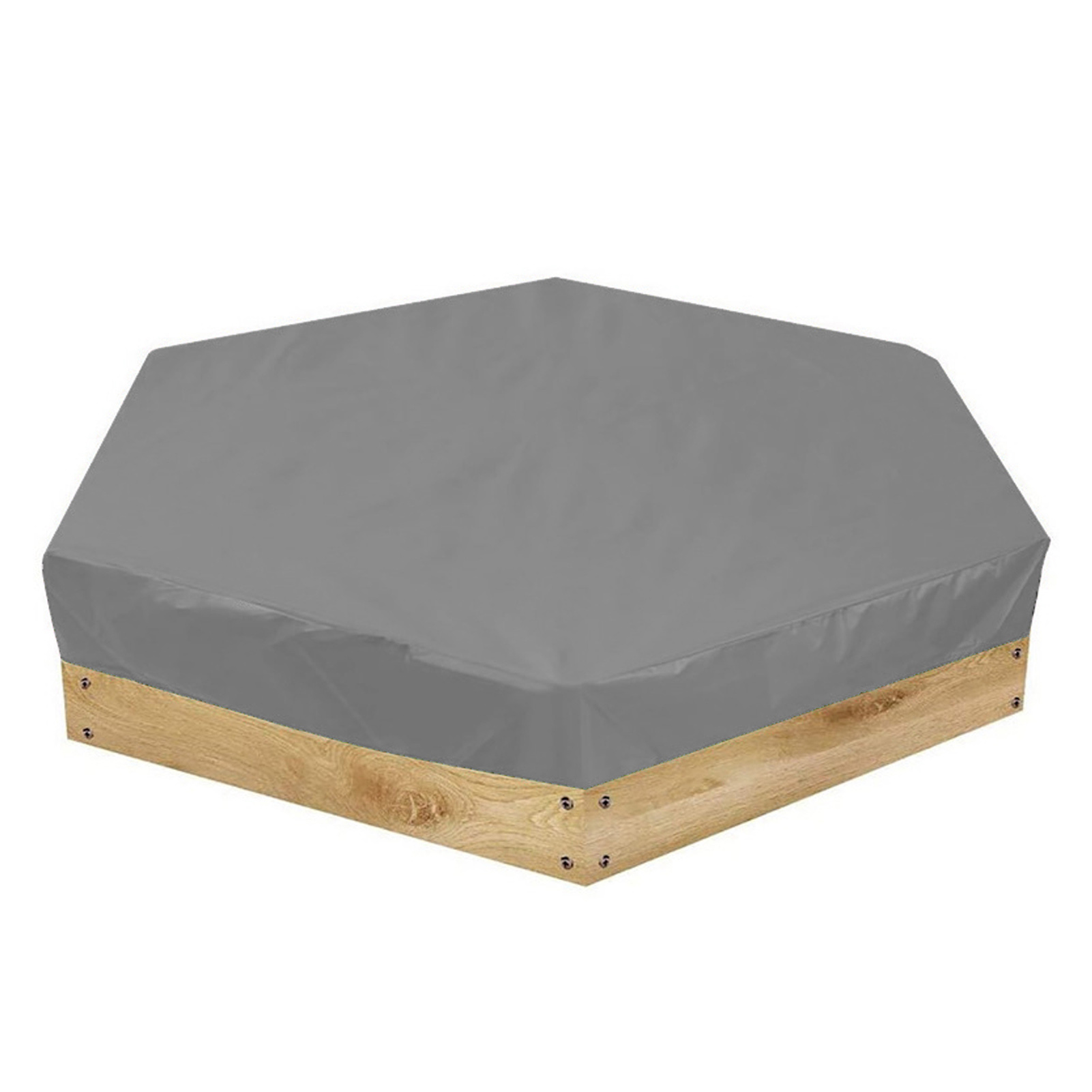 Mehrfarbige Sechseckige Abdeckung 140 X 120 X 20 Cm Für Gartensandkasten/badewanne, Wasserdicht Und Sonnenschutz (grau)