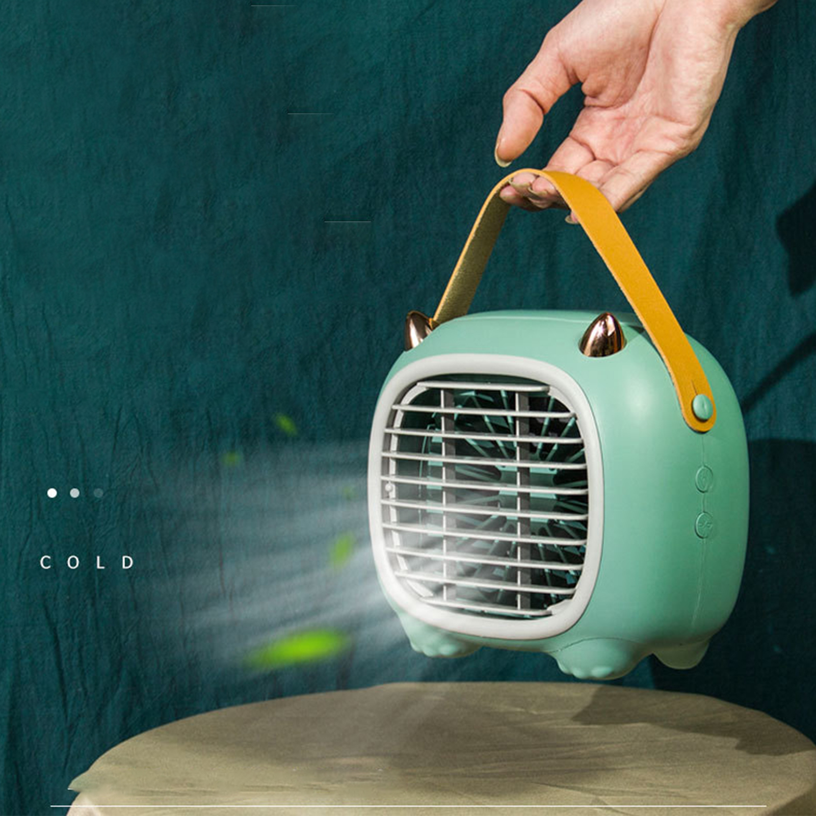 Tragbarer Sprühventilator, Tischventilator Für Studentenwohnheime, Wiederaufladbarer Usb-ventilator Für Studenten, Mini-ventilator, Grün.
