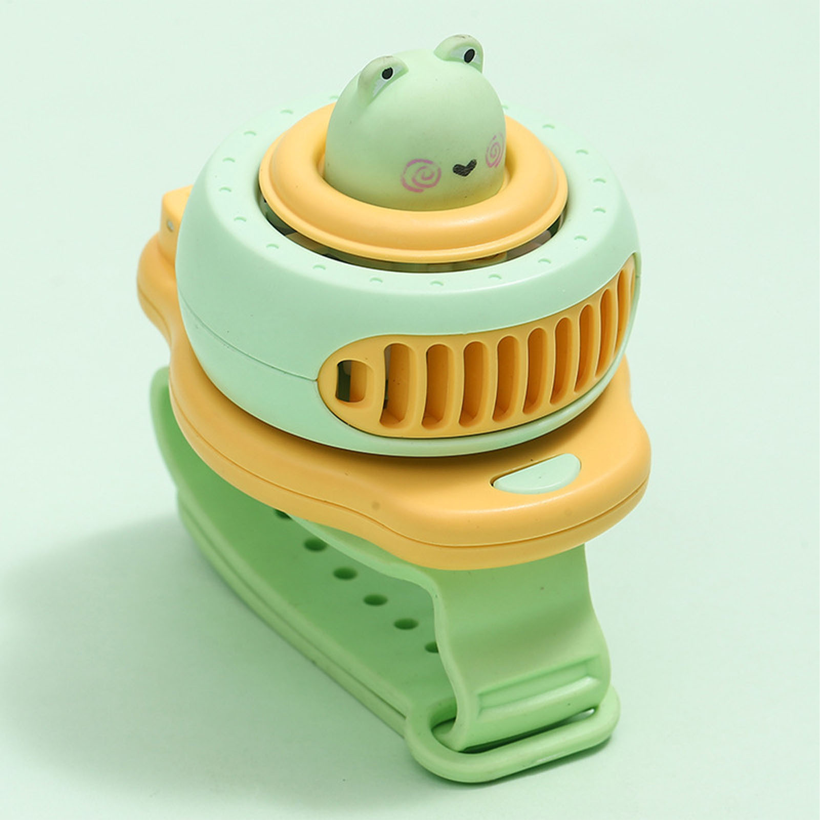 Tragbare Und Geräuschlose Miniatur-armbanduhr Für Kinder, Mit Cartoon-design Und Usb-aufladung (grün).