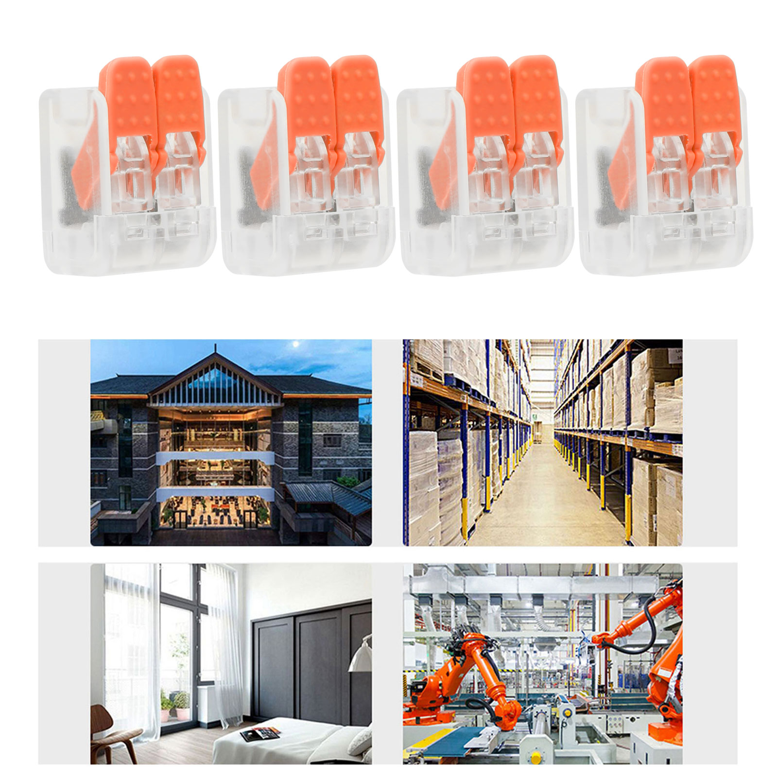 Packung Mit 20 Pct-662-klemmenblöcken Für Gebäudeinstallationen, Beleuchtungsanschlüsse, Schraubenlose Schnellanschlussklemmen, Orange