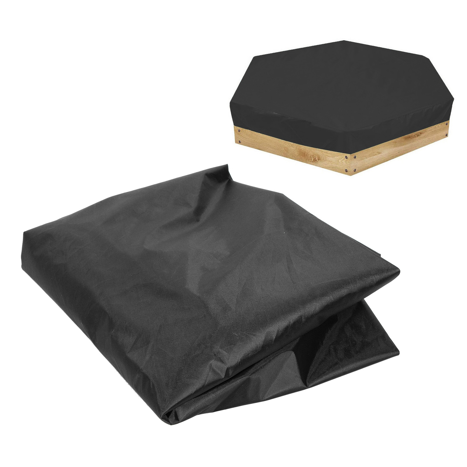Mehrfarbige Sechseckige Abdeckung 140 X 120 X 20 Cm Für Gartensandkasten/badewanne, Wasserdicht Und Mit Sonnenschutz (schwarz)