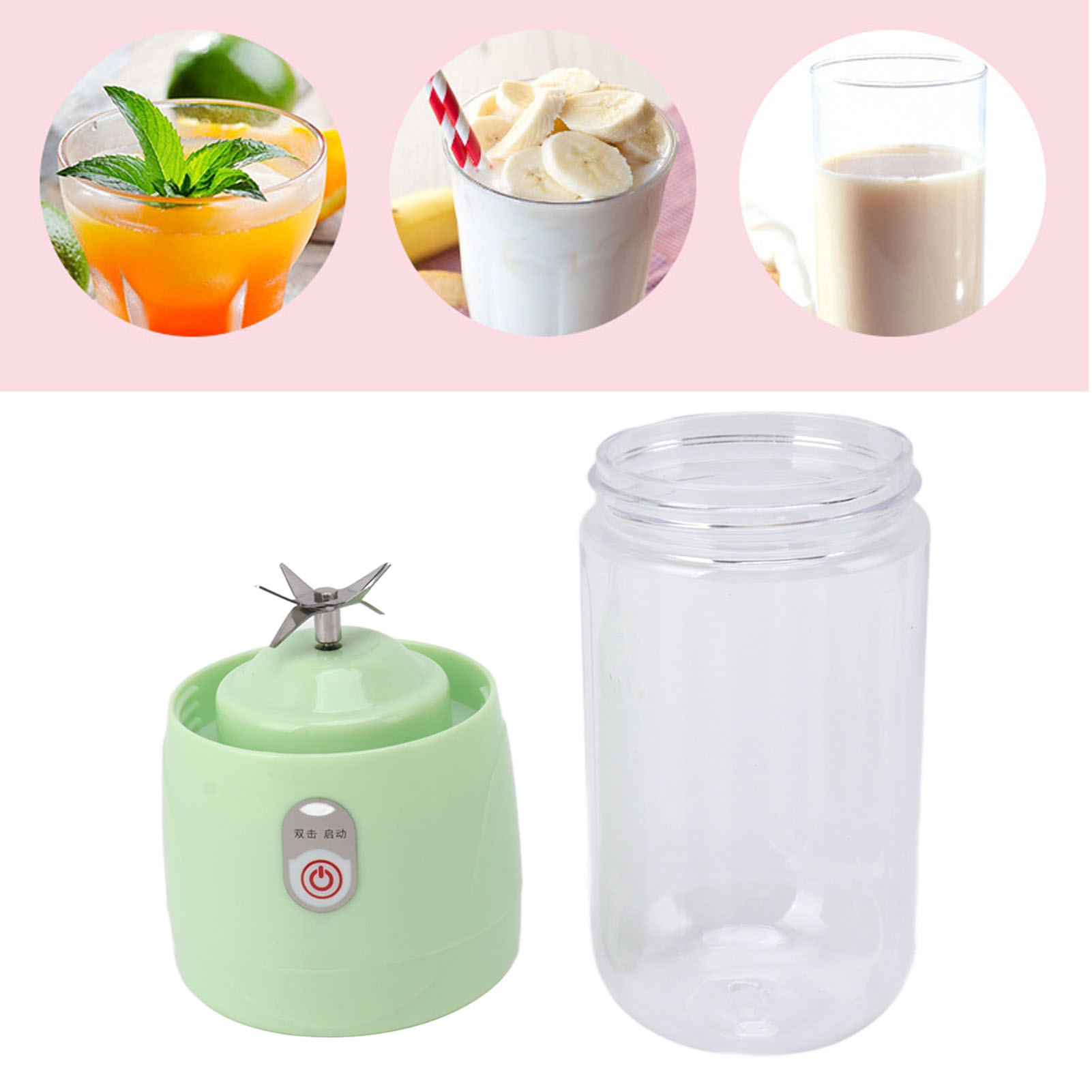 Mini-elektro-entsafter Für Den Heimgebrauch, Mit Becher Und Usb-mixerfunktion, Grün, 6