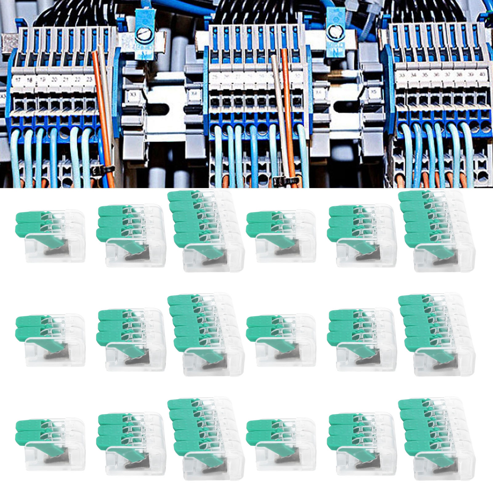 60-teiliges Klemmenblock-set Für Die Gebäudeinstallation, Schraubenloses Schnellklemmenblock-set, Kombinationsset Pct-662/663/665, Grün.