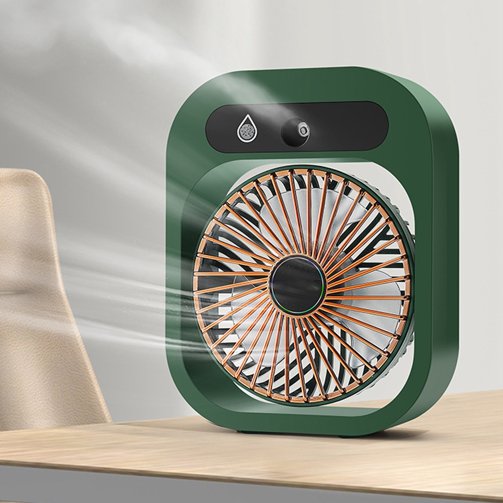 Mini-luftbefeuchter Mit Sprühfunktion, Leistungsstarkem Usb-anschluss, Leisem Betrieb, Wiederaufladbarem Mini-luftbefeuchter-ventilator Für Büro/studentenwohnheim (grün)