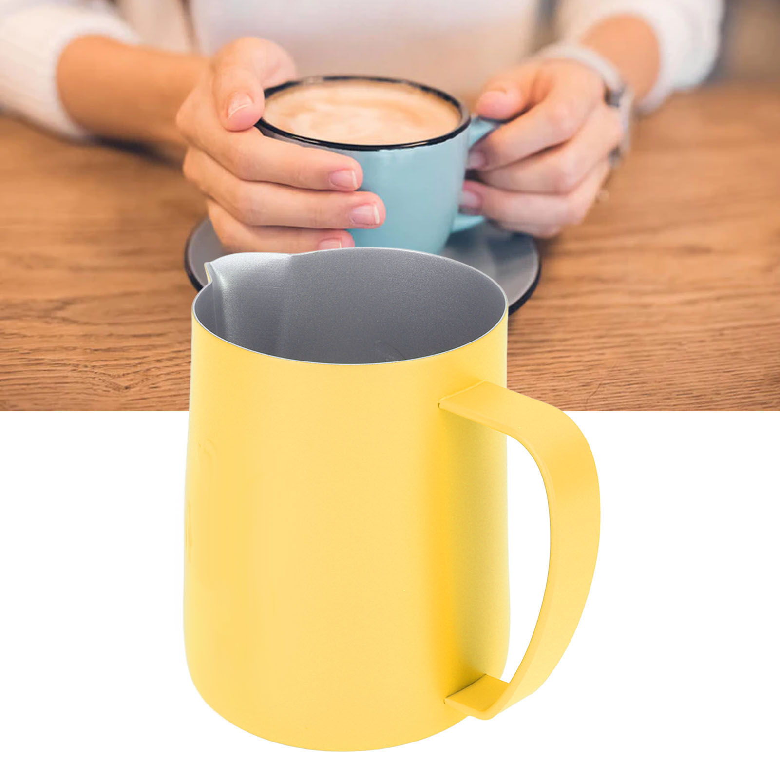 Swan 600ml Edelstahl-latte-art-becher Mit Spitzem Ausguss, Ideal Zum Milchaufschäumen, Kaffeezubehör, Hellgelb
