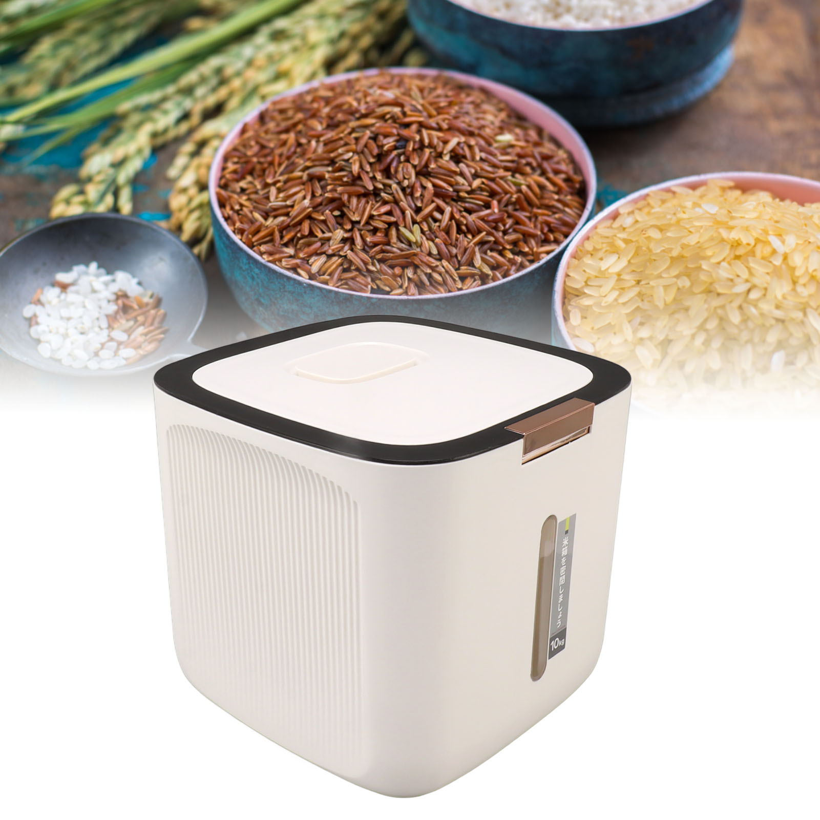Haushalts-reisaufbewahrungsbox, Luftdicht, Insekten- Und Feuchtigkeitsbeständig, Dicke Reisbox, Küchenaufbewahrungsbox, Glas Für Reis Und Mehl, Reisbox, Schwarze Reisbox