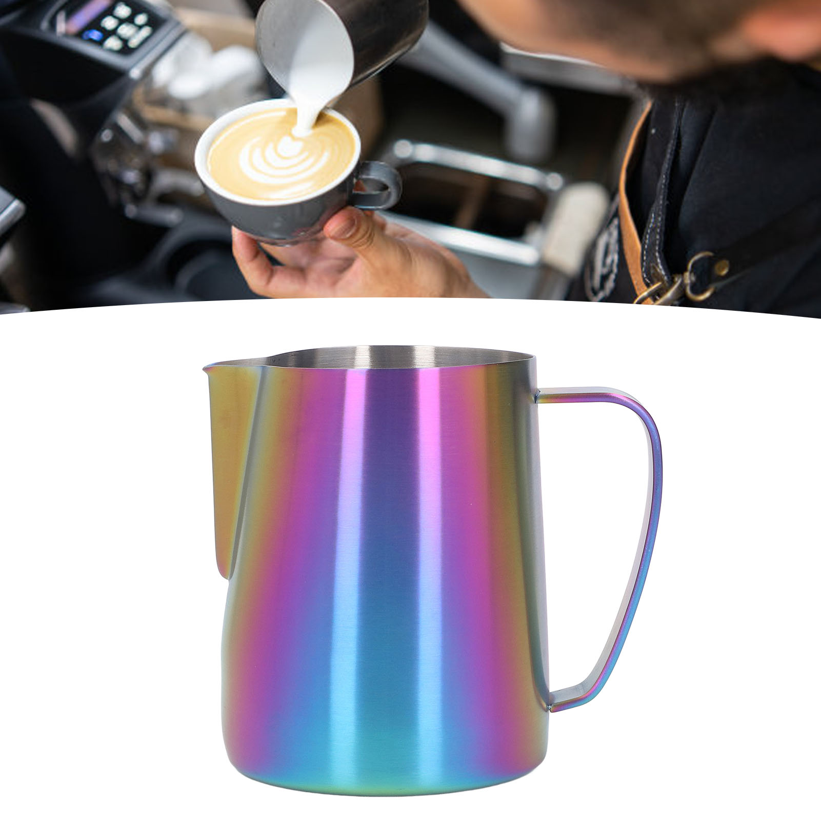 650 Ml Latte-art-becher In Matter Farbe Mit Spiralförmigem Ausguss / Latte-art-kanne Aus Edelstahl