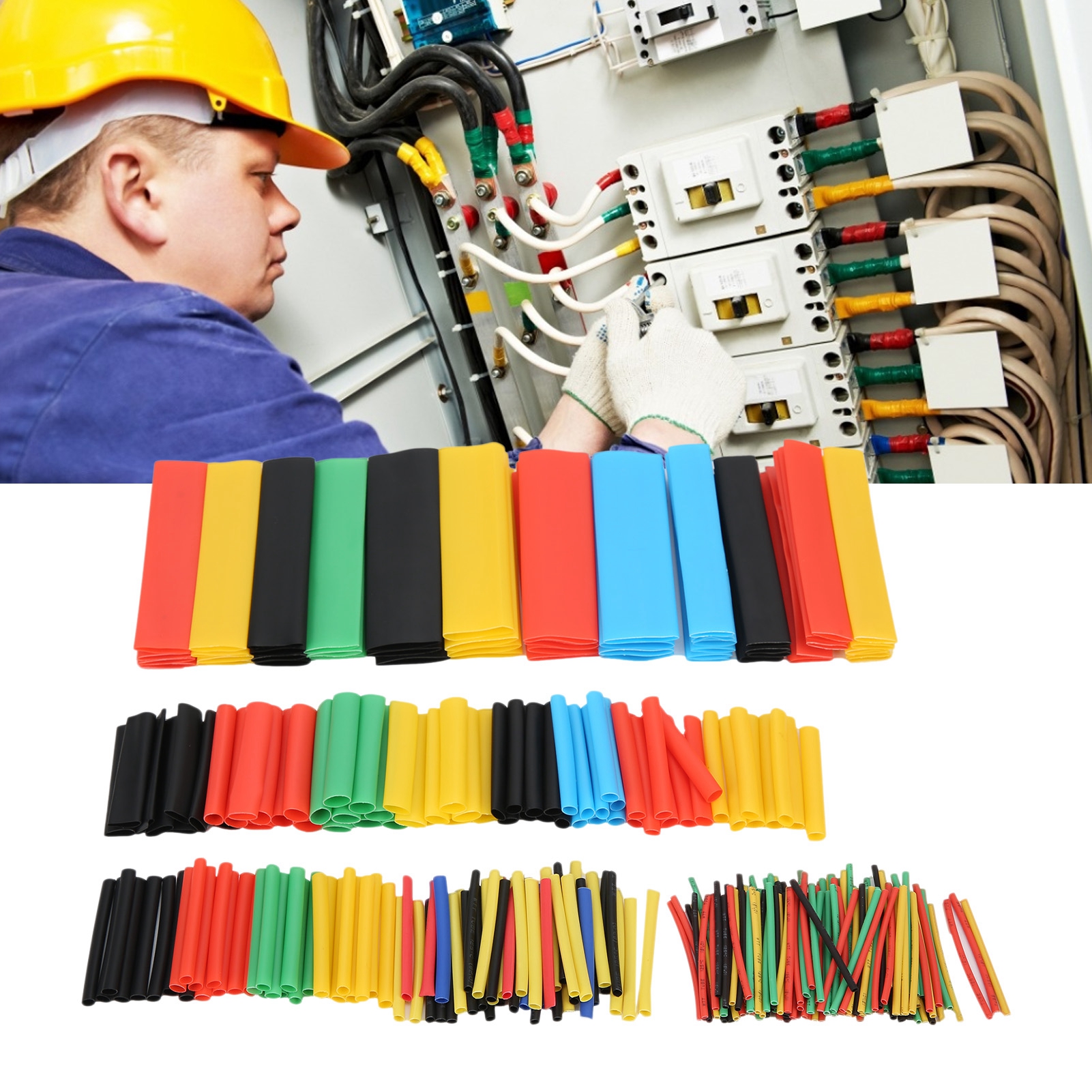 Set Mit 328 Farbigen Schrumpfschläuchen, Verpackt In Einem Beutel.