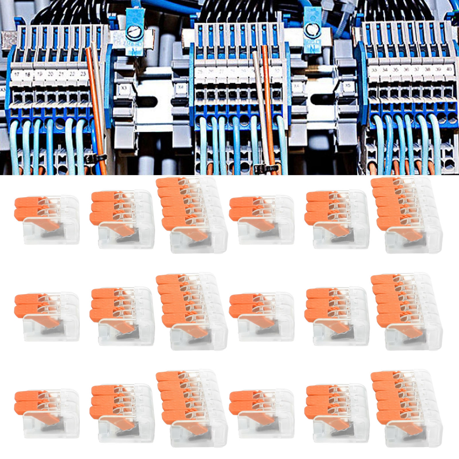 60-teiliges Klemmenblock-set Für Elektrische Leitungen, Schraubenlose Schnellanschlussklemmen, Kombinationsset Pct-662/663/665, Orange