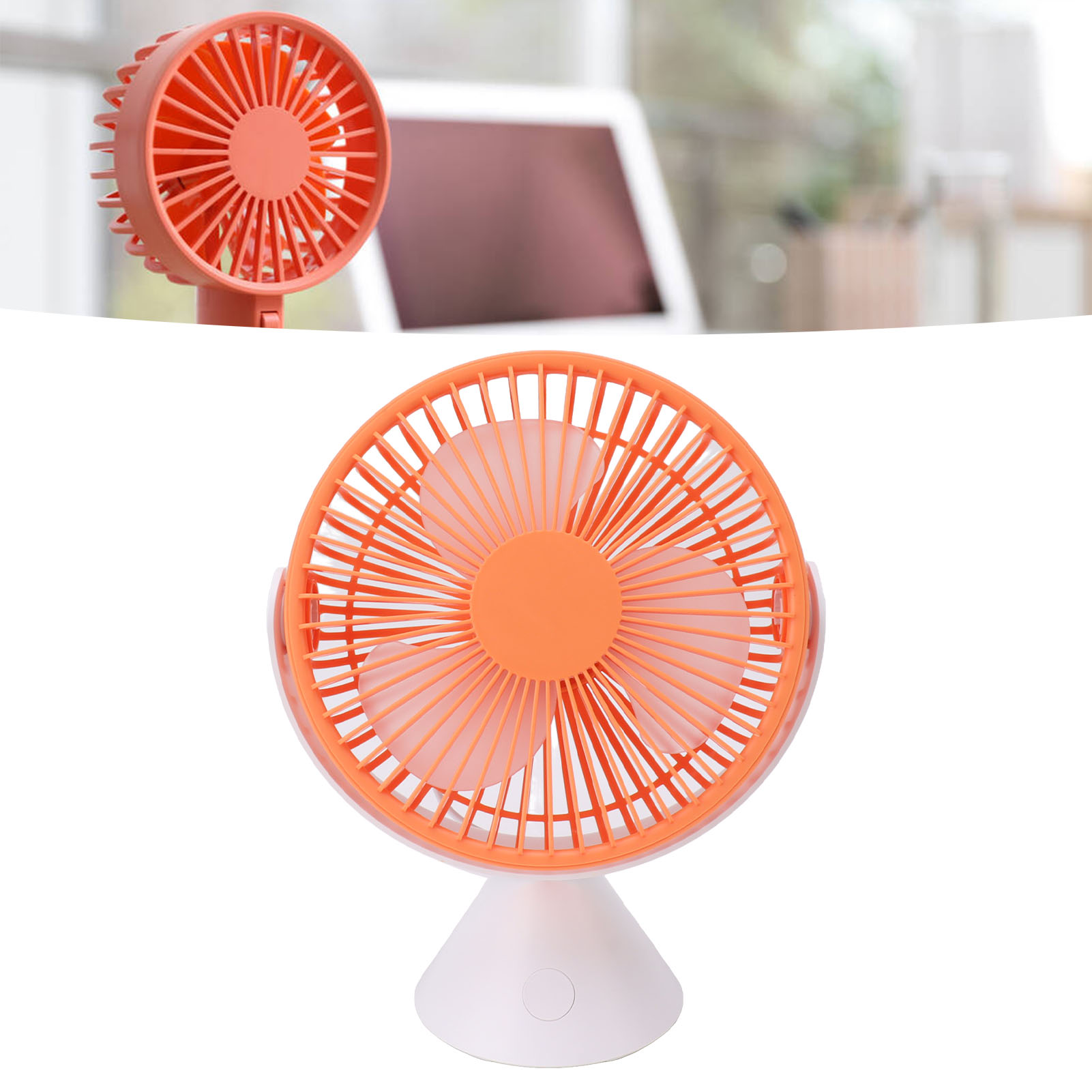 Tragbarer Tischventilator Für Campingzelte, Kann Aufgehängt Oder Auf Eine Oberfläche Gestellt Werden, Mit Haken, Geeignet Für Den Einsatz Zu Hause Oder Im Freien (1500 Mah, Orange).