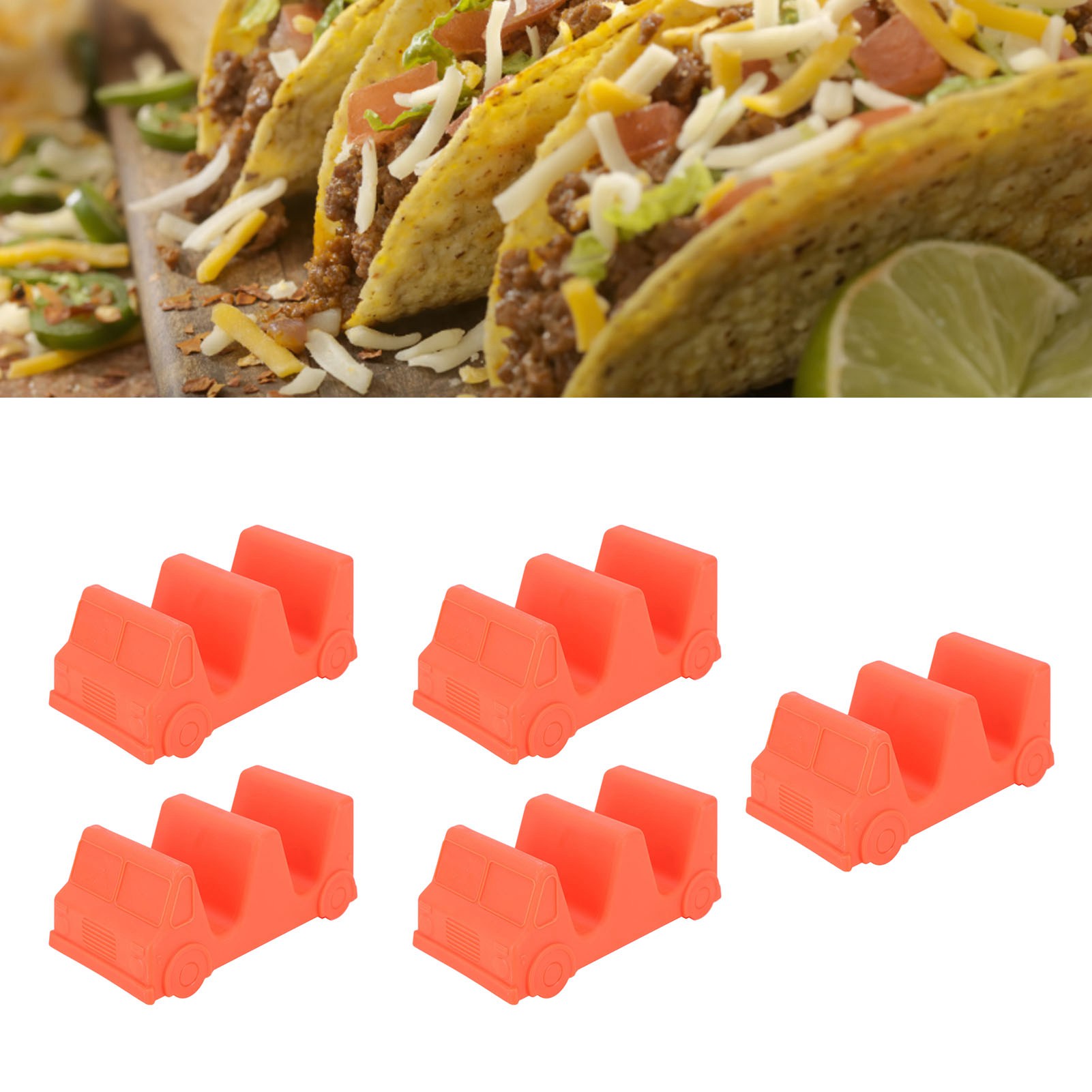 Set Mit 5 Mexikanischen Tortilla-präsentationsständern, Tortilla-rollen-präsentationsständern, Crêpe-präsentationsständern In Autoform, Originellen Tortilla-präsentationsständern, Orange