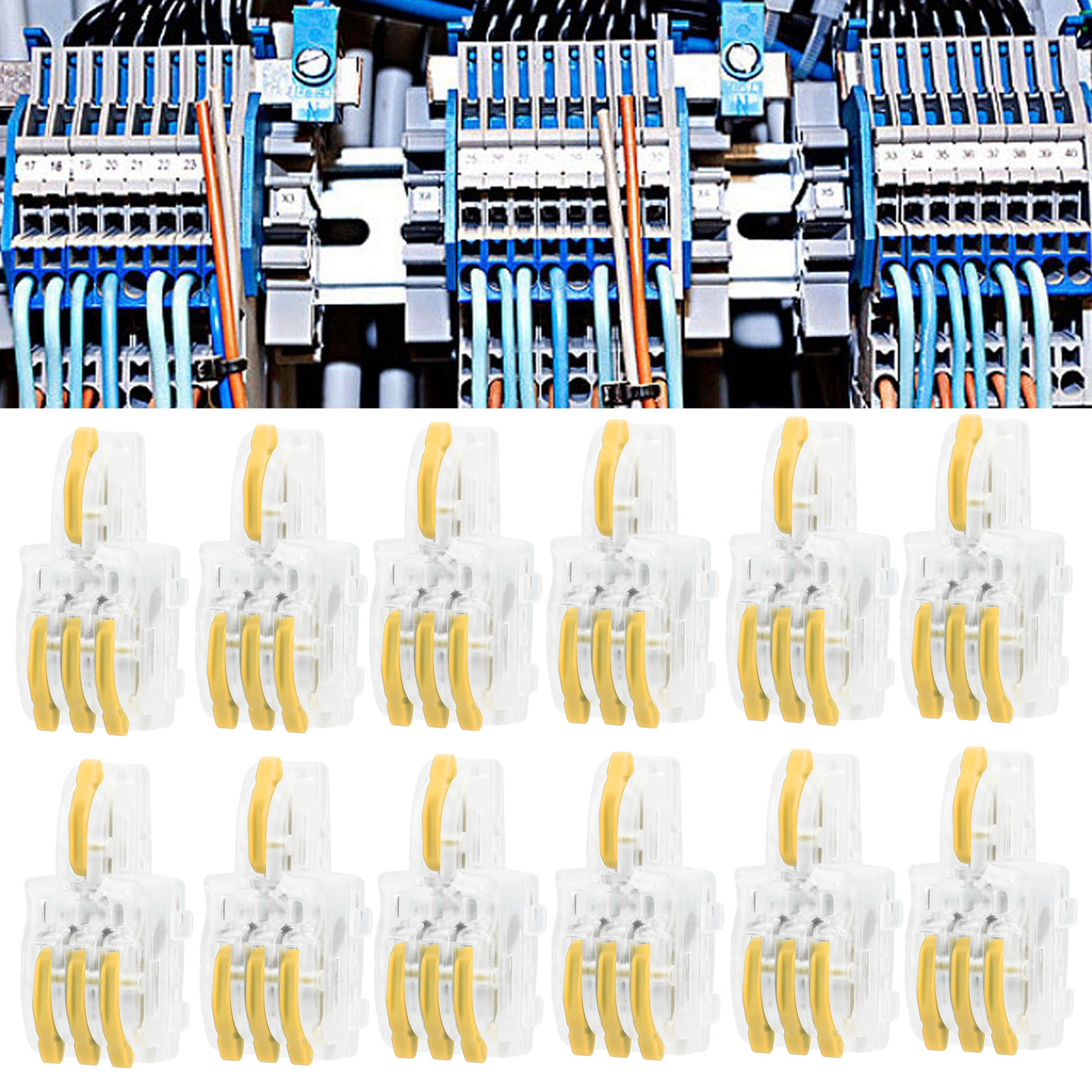 20 Transparente T-förmige Schnellanschlussklemmen, Druckknopf-splitteranschluss, Parallelanschluss, Ein Eingang Und Drei Ausgänge, Transparentes Spl-f13 (gelb)
