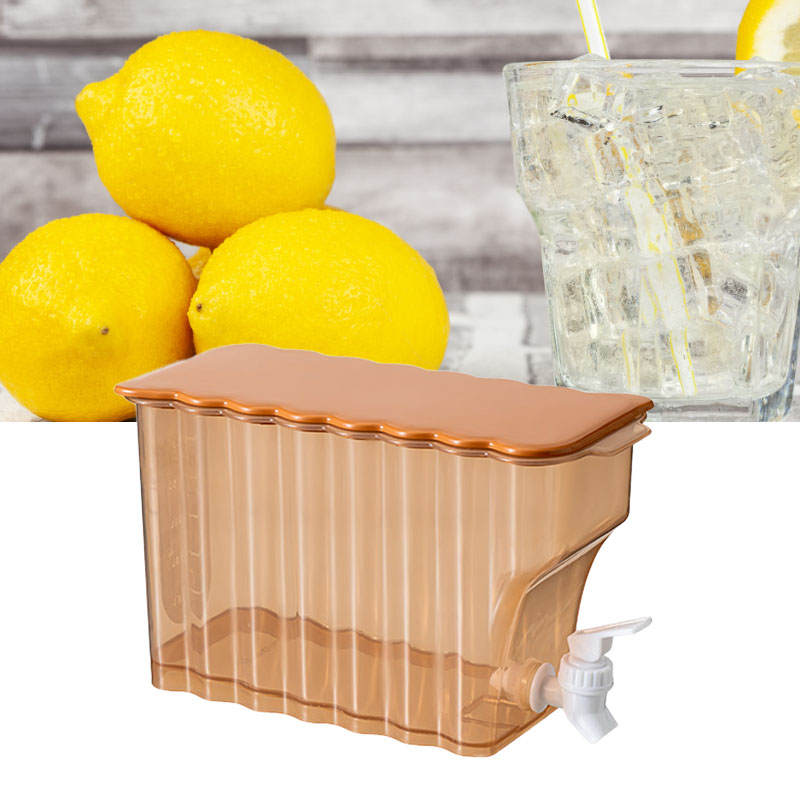 Großer Wasserkrug Mit Zapfhahn Für Den Kühlschrank, Hitzebeständig, Geeignet Für Obst, Zitronen, Tee Und Säfte. Orange.